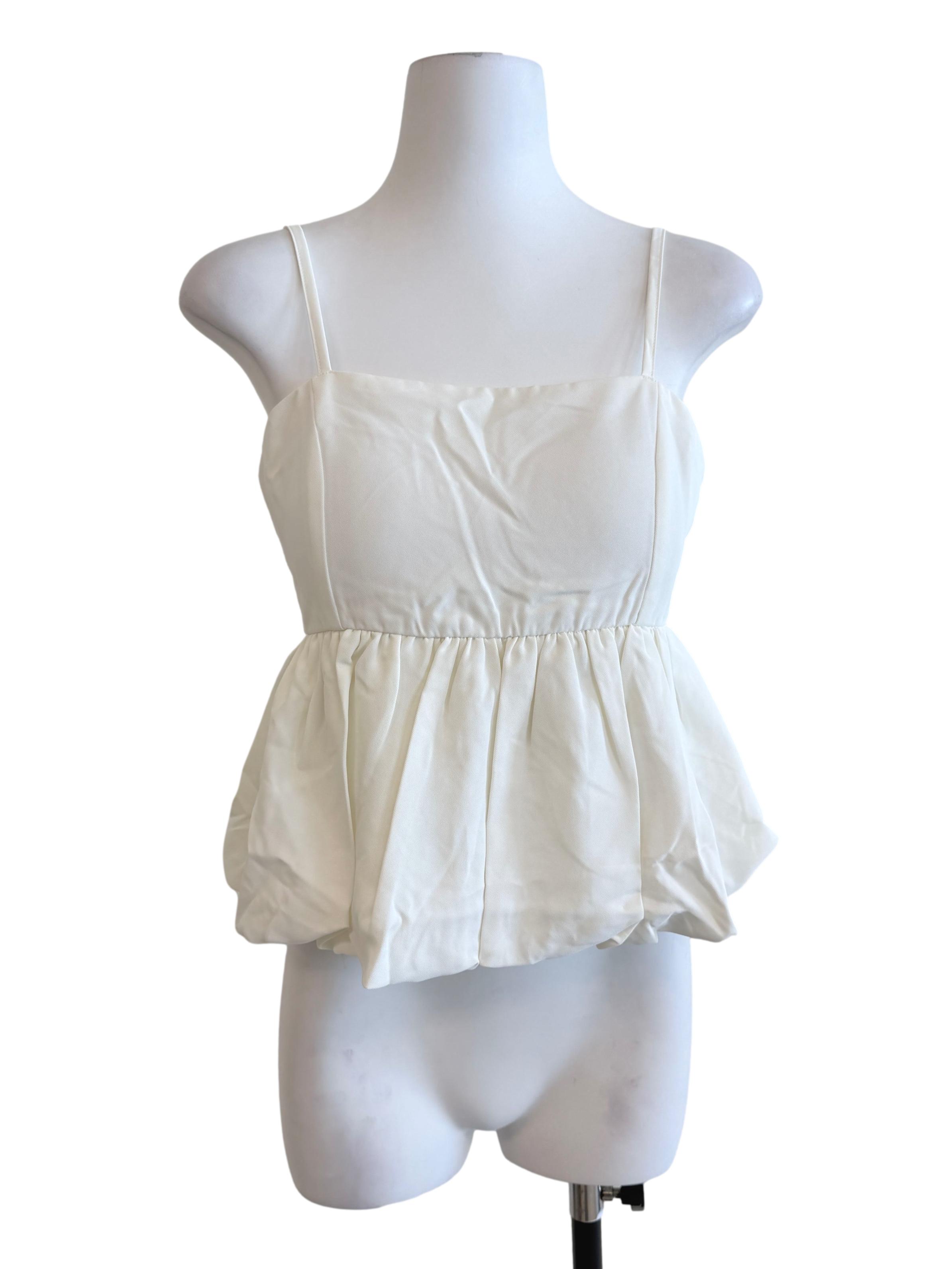 Pearl White Peplum Top