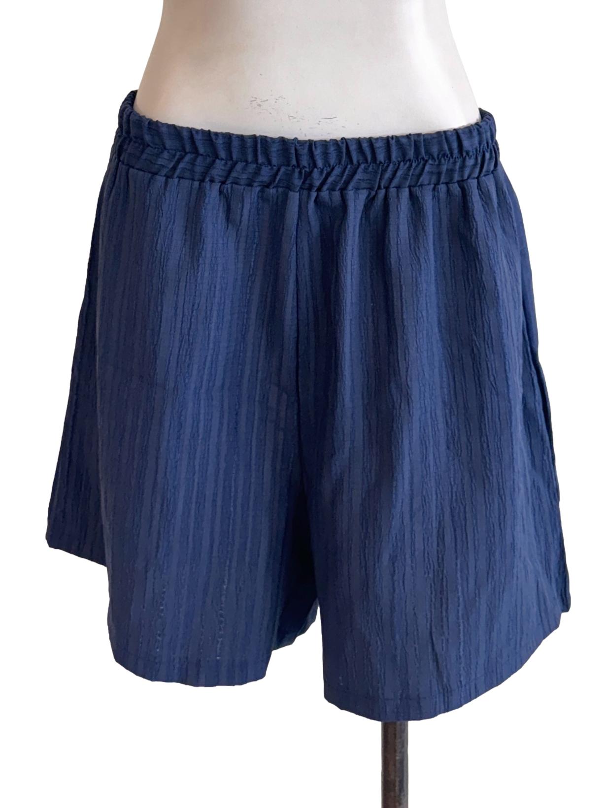 Blue Textured Shorts