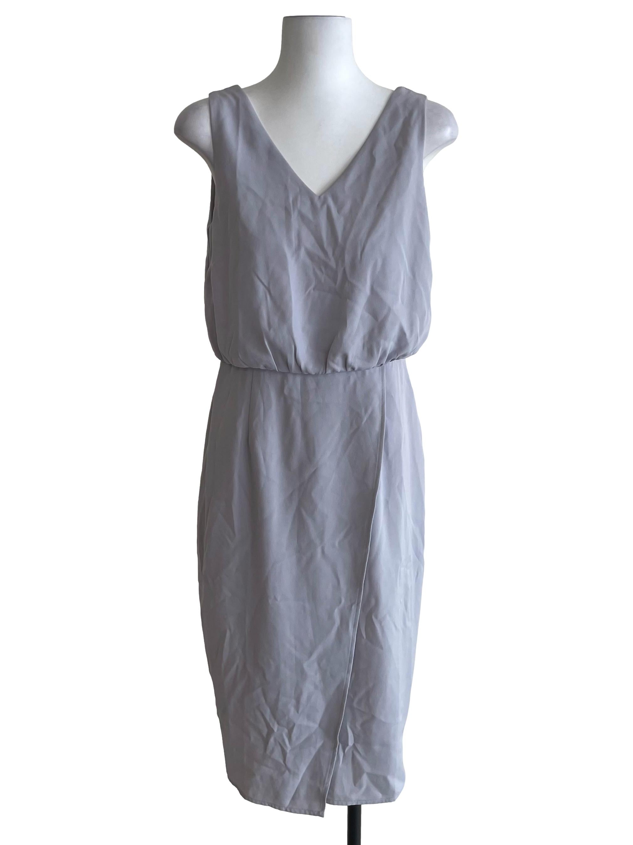 Heather Grey V Neck Blouson Dress