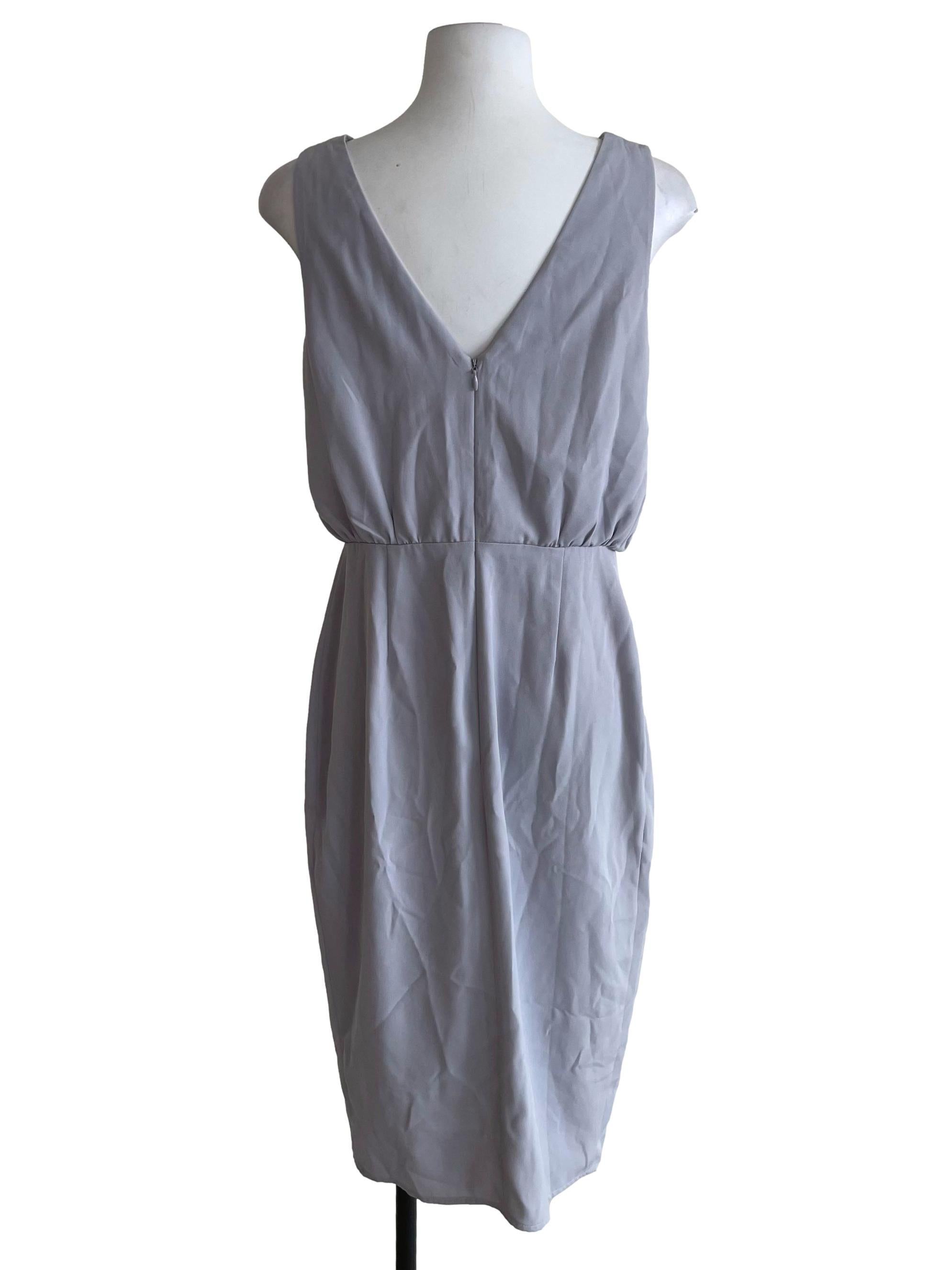 Heather Grey V Neck Blouson Dress