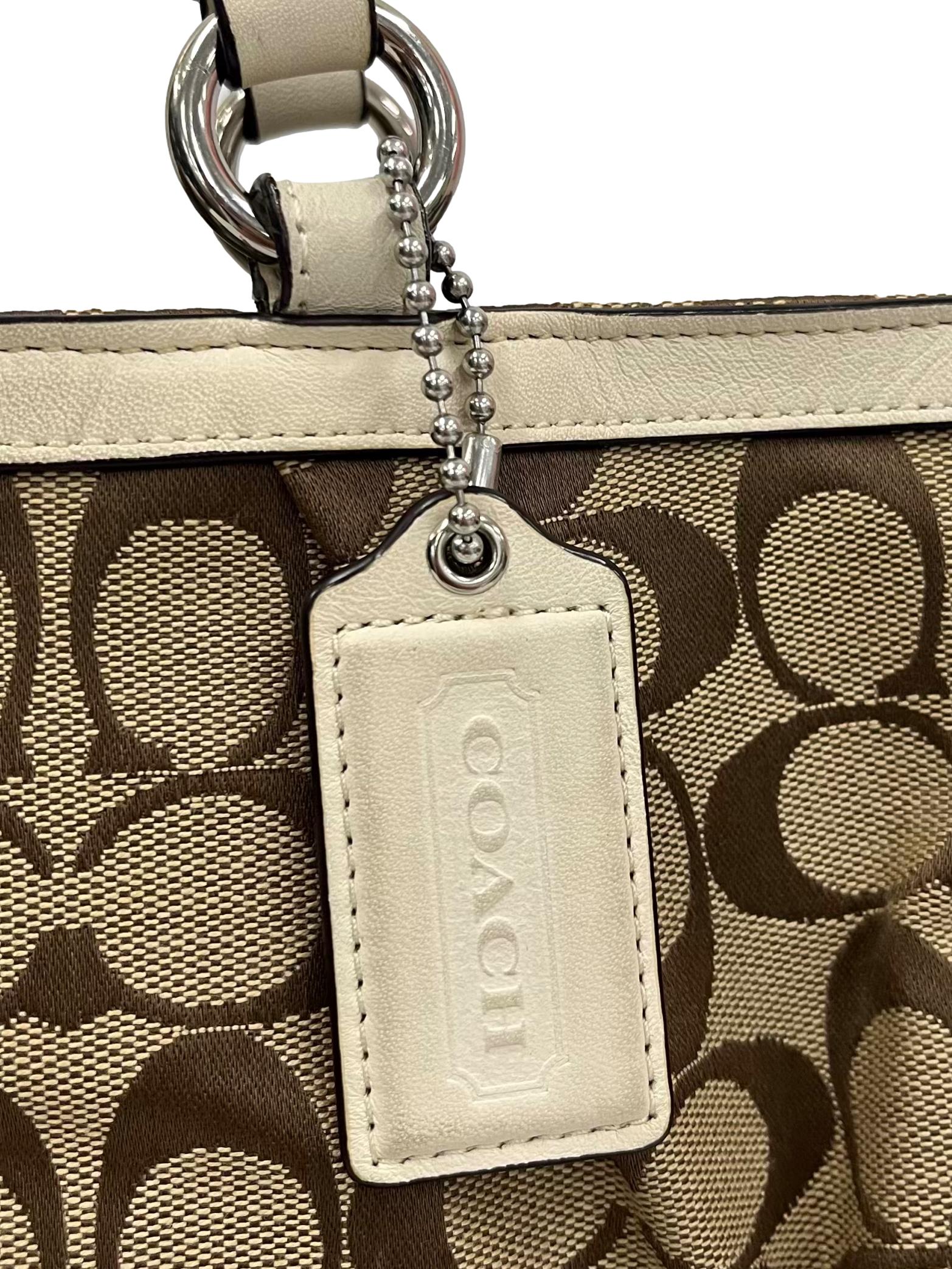Brown Monogram Shoulder Bag With Cream Straps