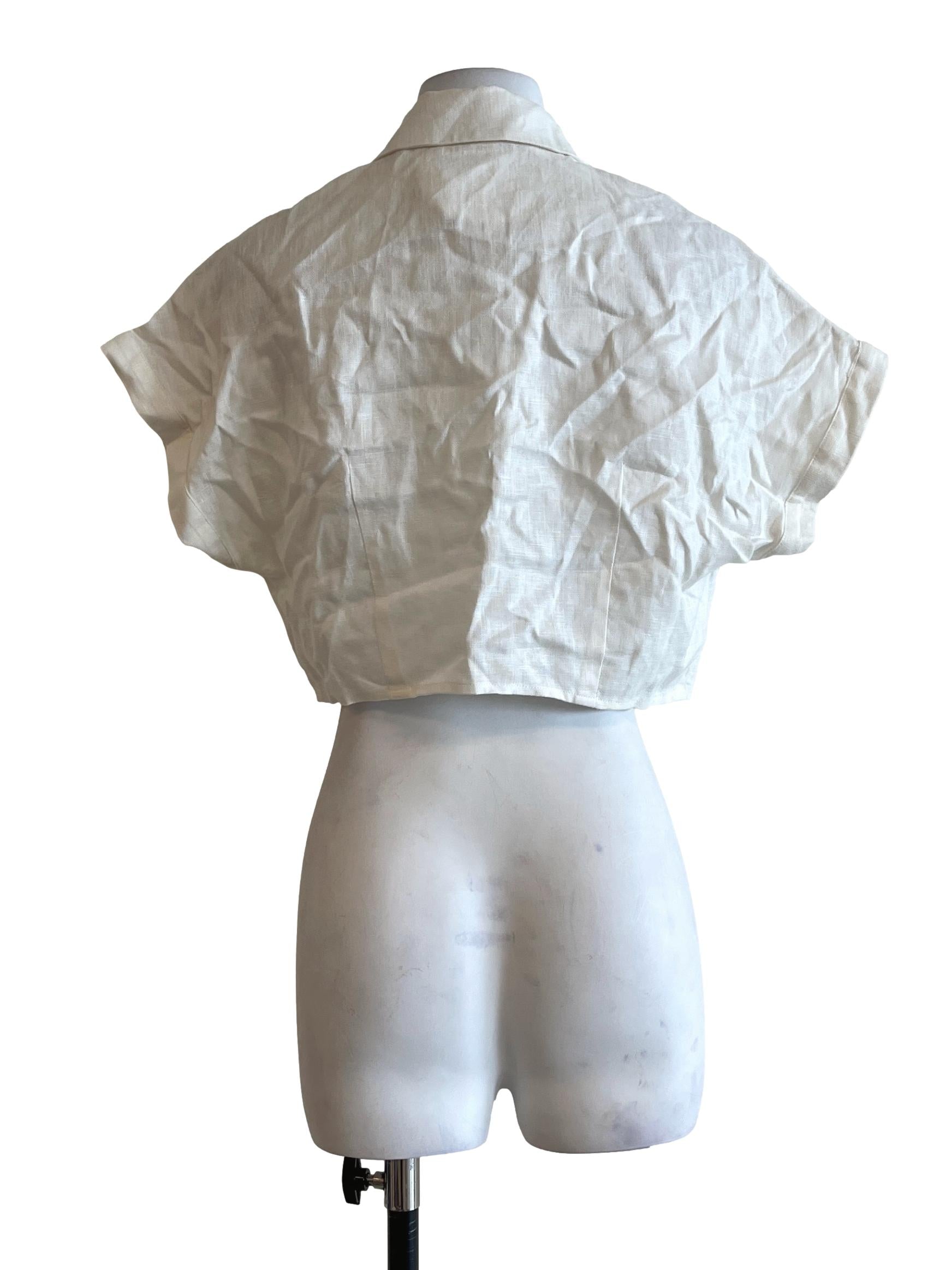 Linen Crop Collared Top OSN