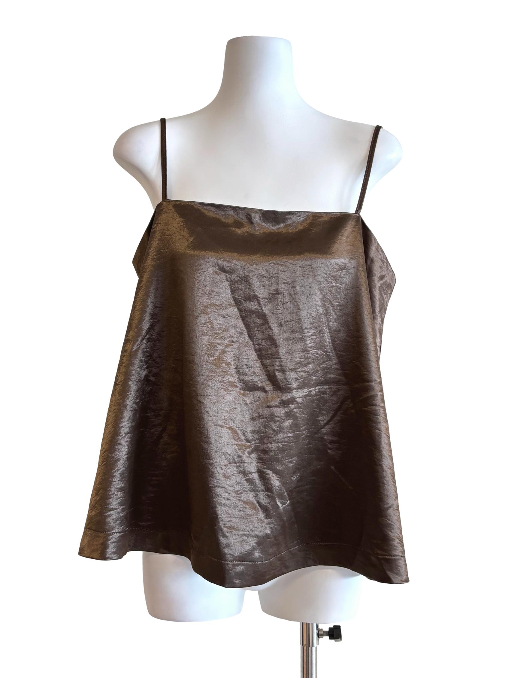 Mocha Brown Satin Camisole Top