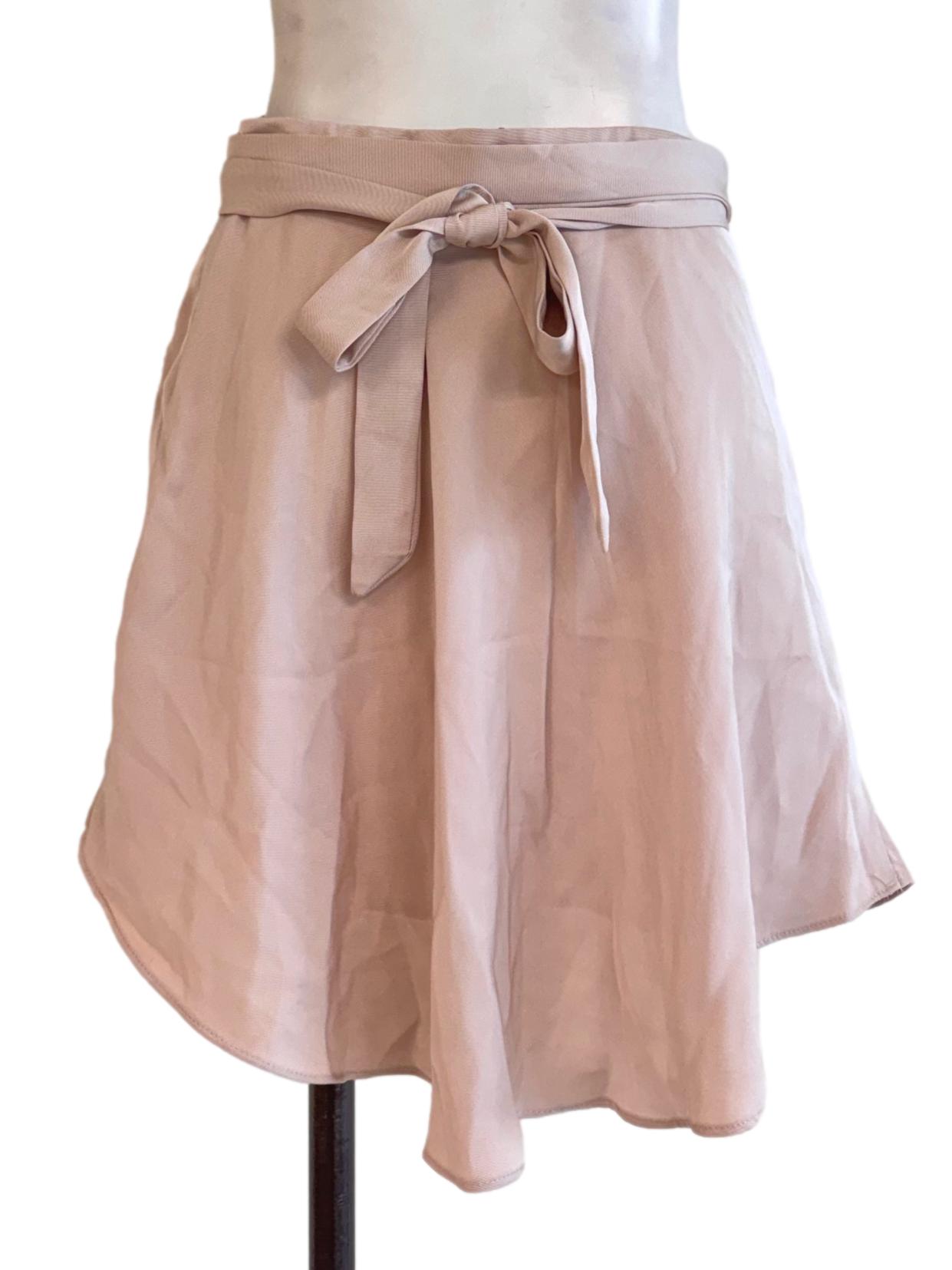 Nude Asymmetric Wrap Mini Skort