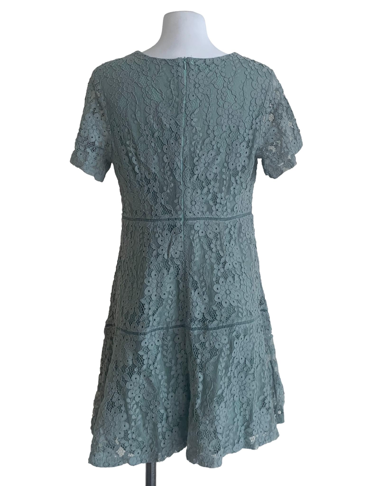 Sage Green Lace Mini Dress