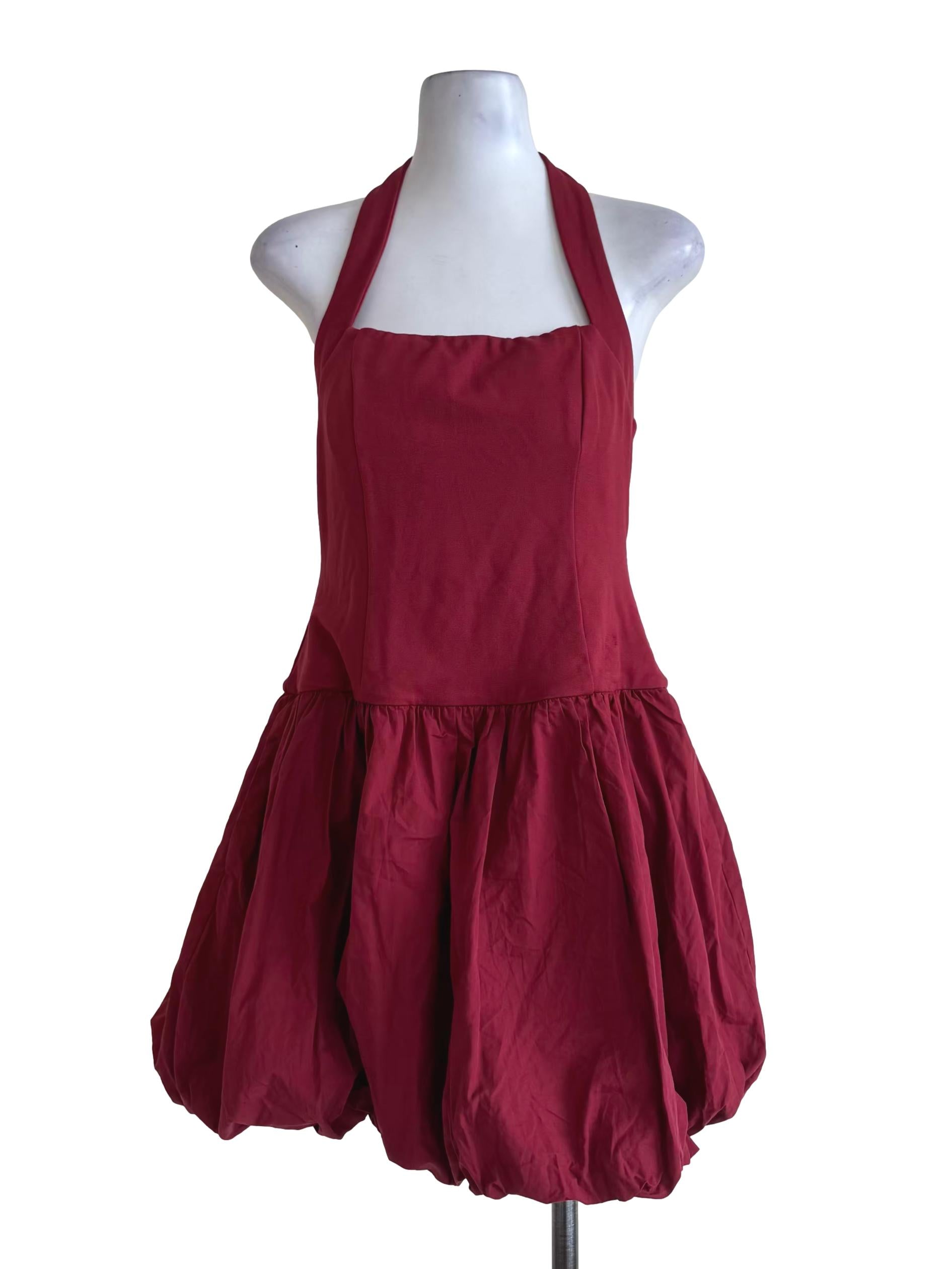 Maroon Halter Neck Dress