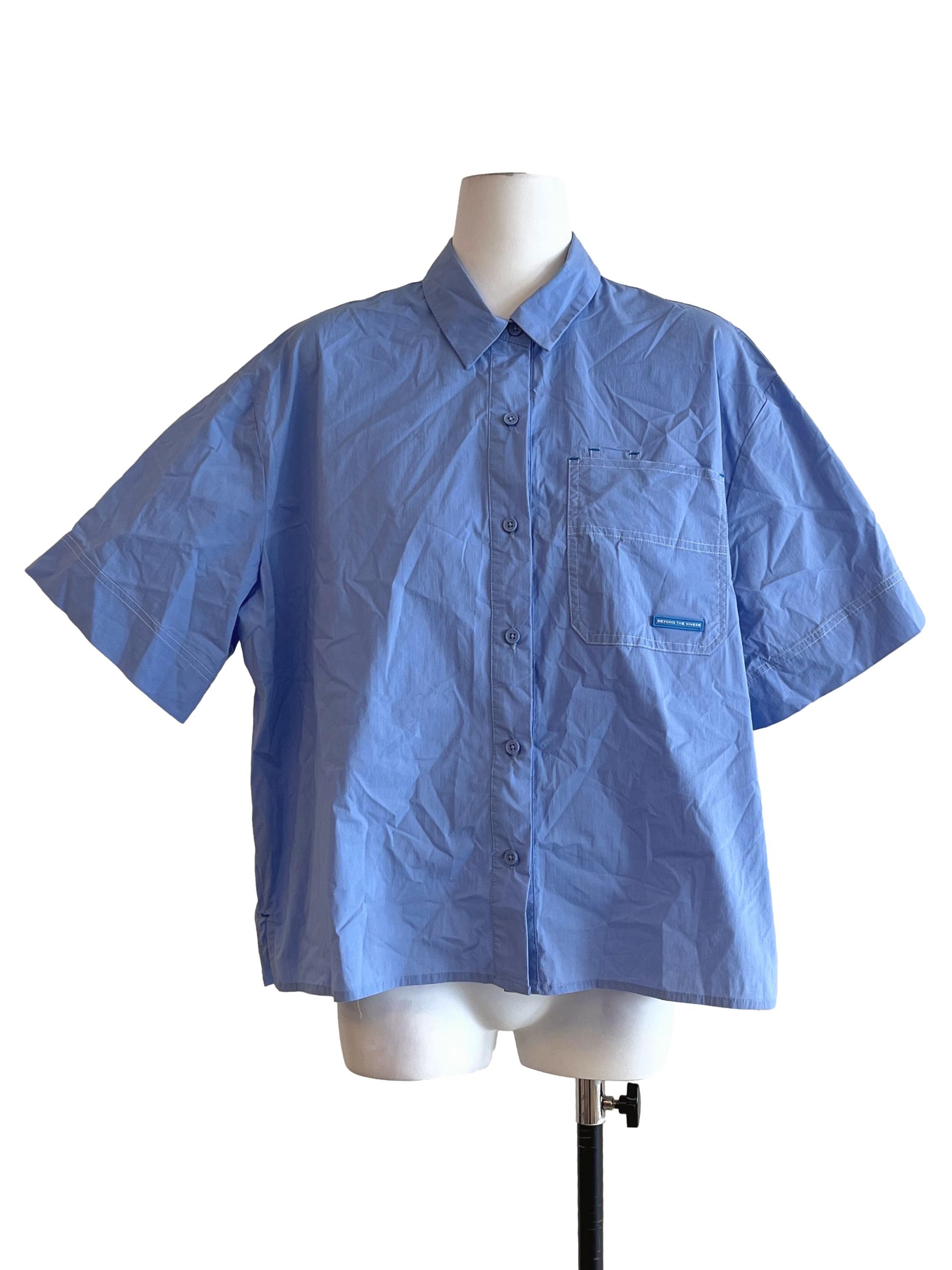 Sky Blue Short Sleeve Oversized Top
