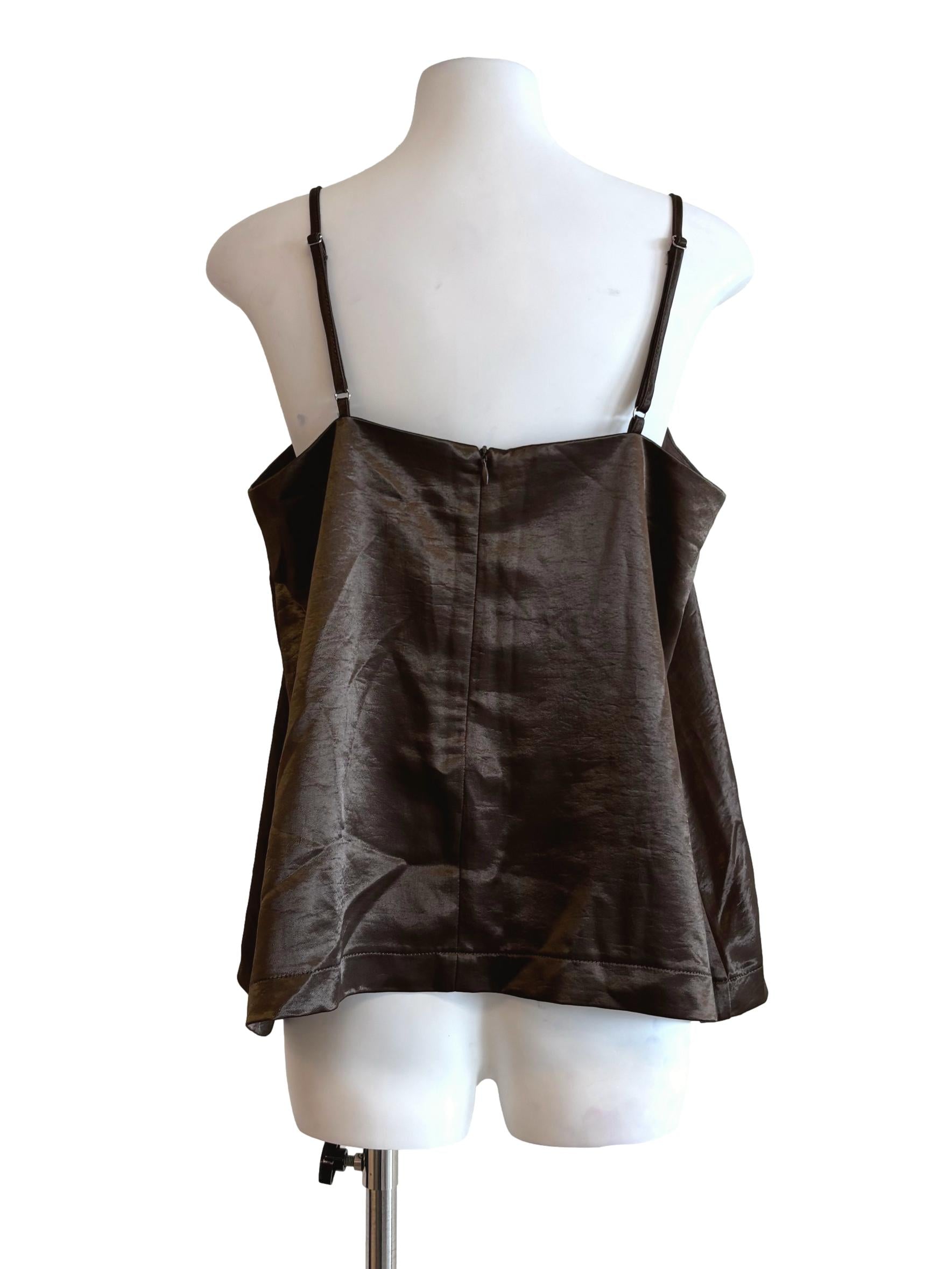 Mocha Brown Satin Camisole Top