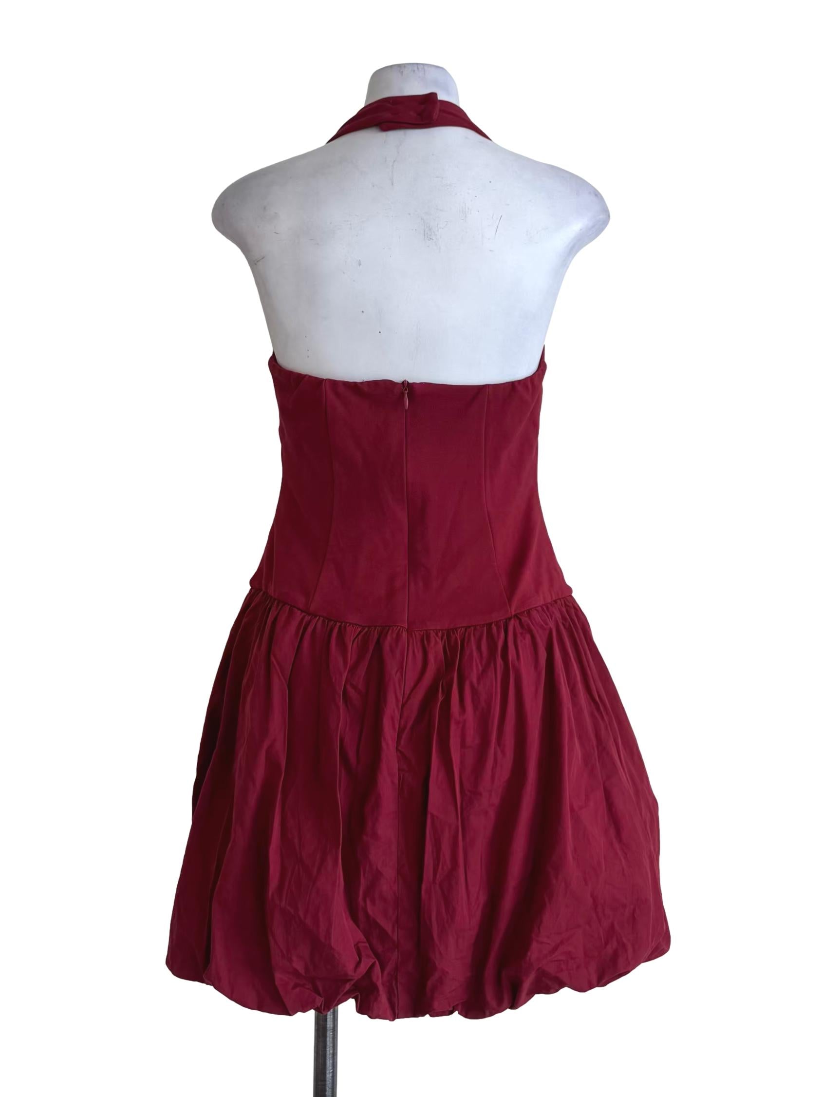Maroon Halter Neck Dress