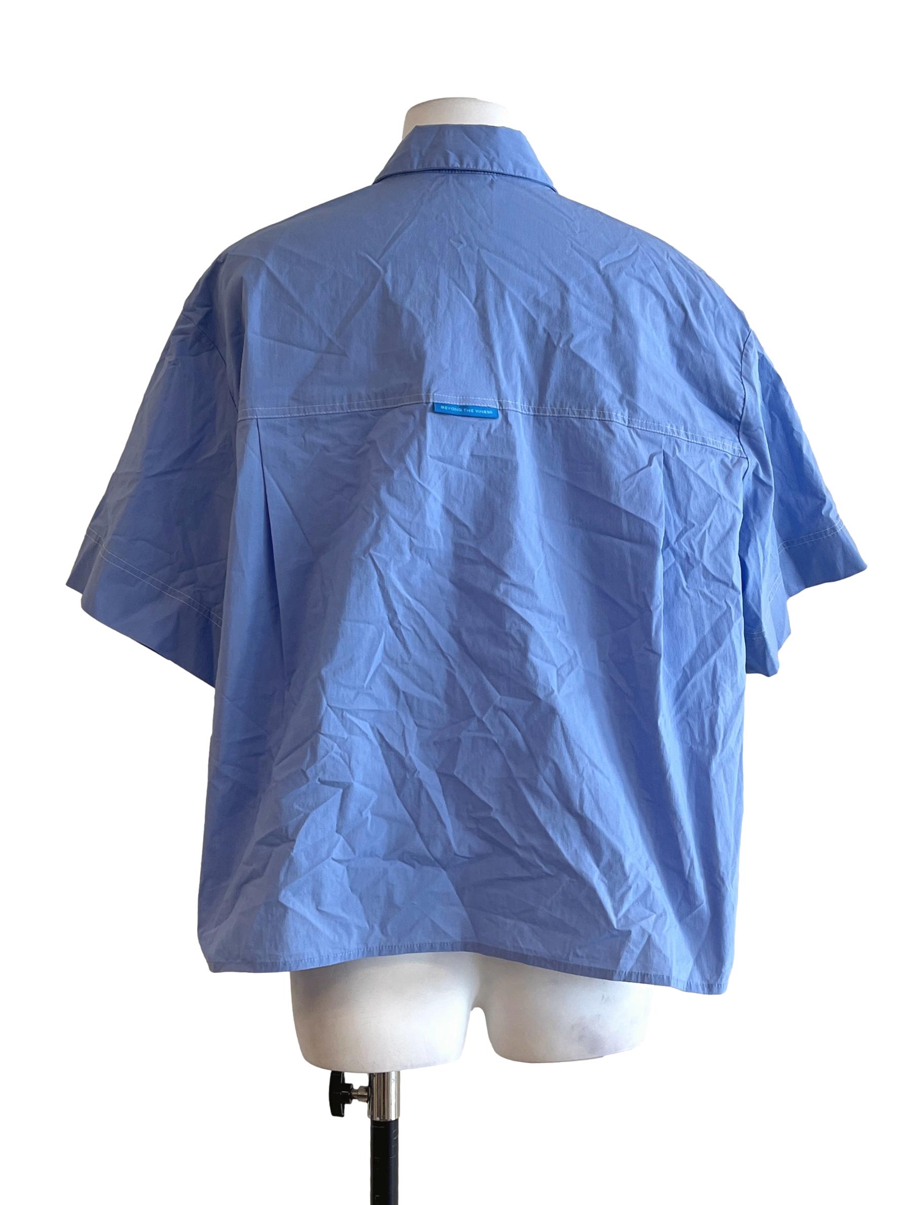 Sky Blue Short Sleeve Oversized Top