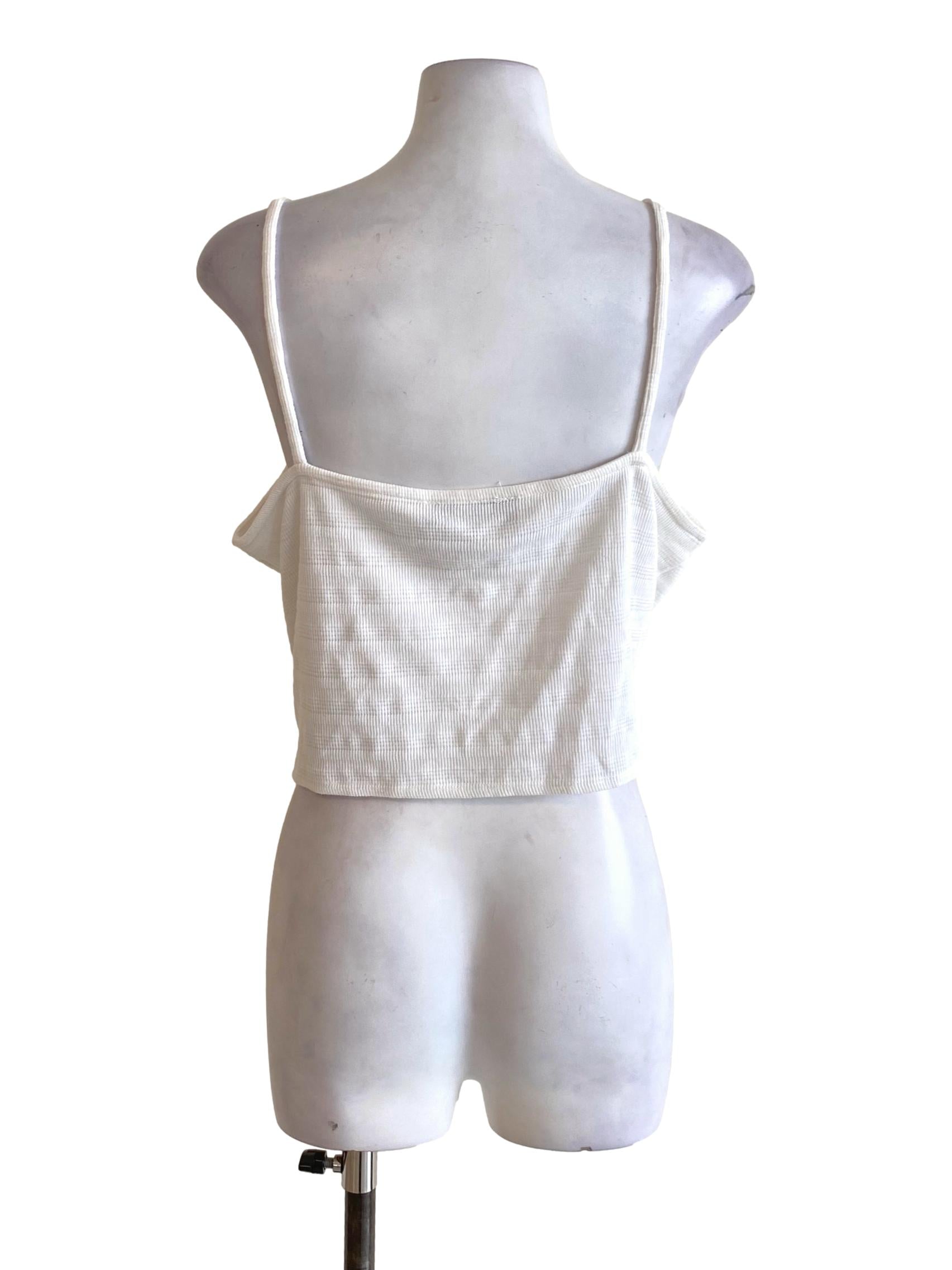 Pearl White Spaghetti Strap Front Knot Babydoll Top