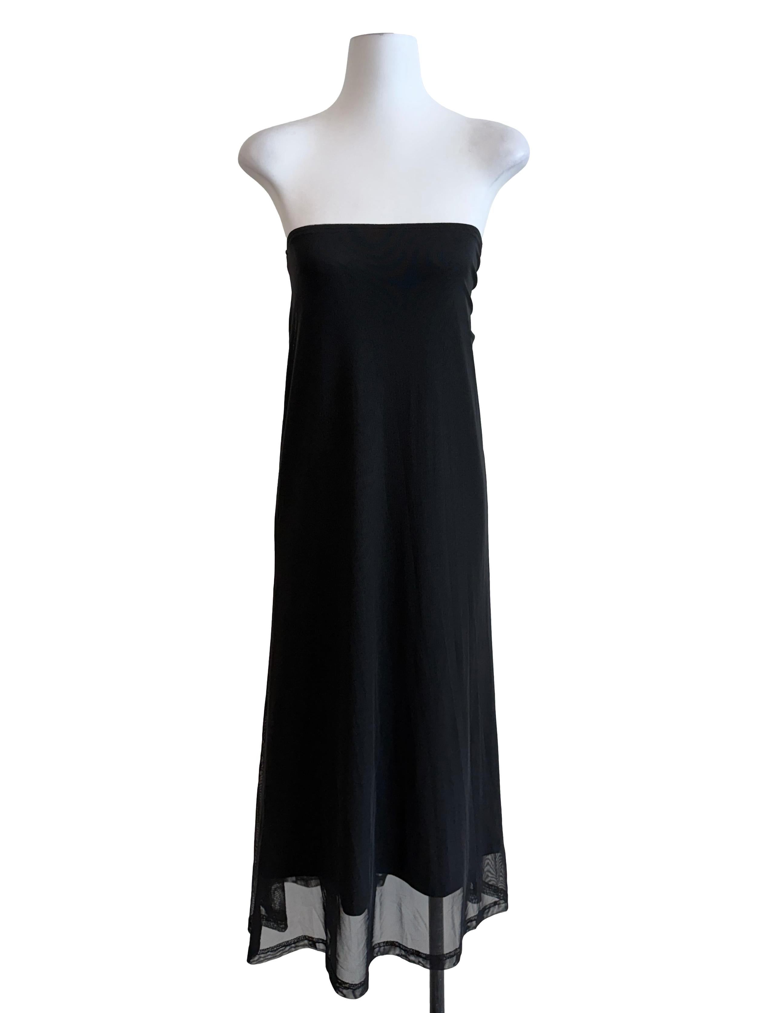 Black Strapless Slip Dress
