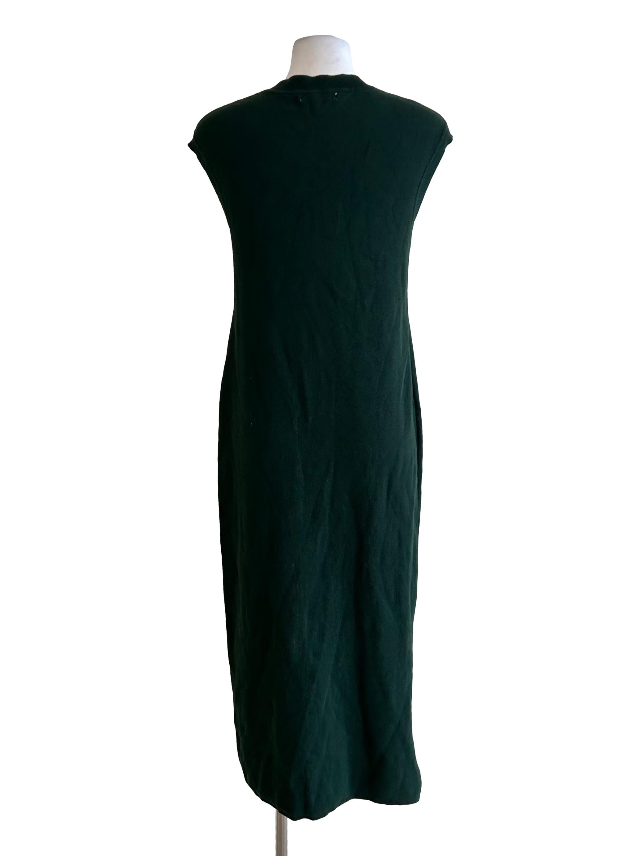 Dark Green Knit Slit Dress
