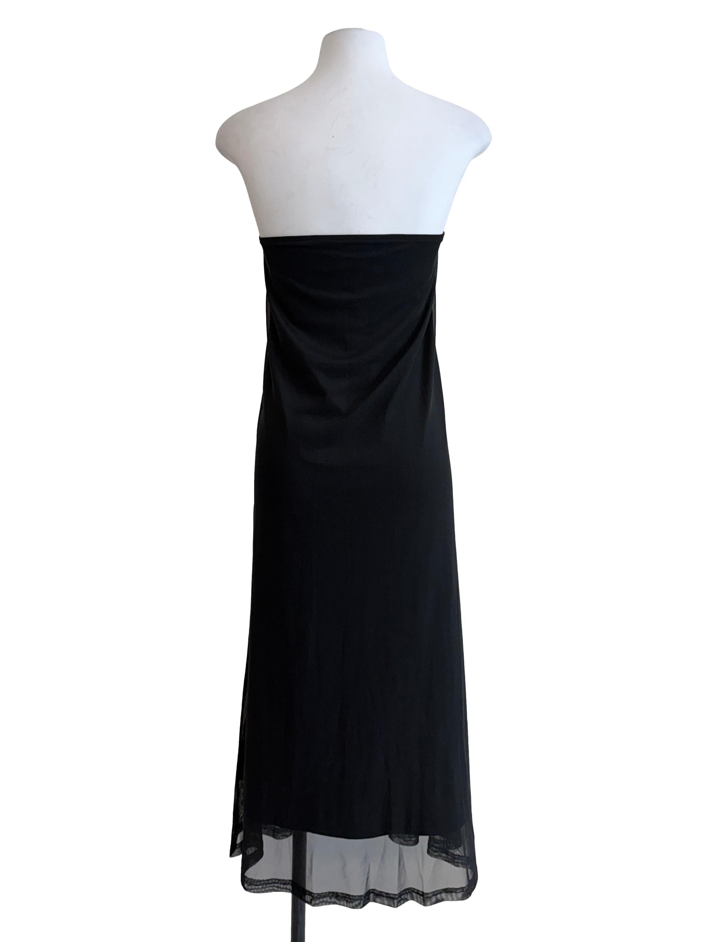 Black Strapless Slip Dress