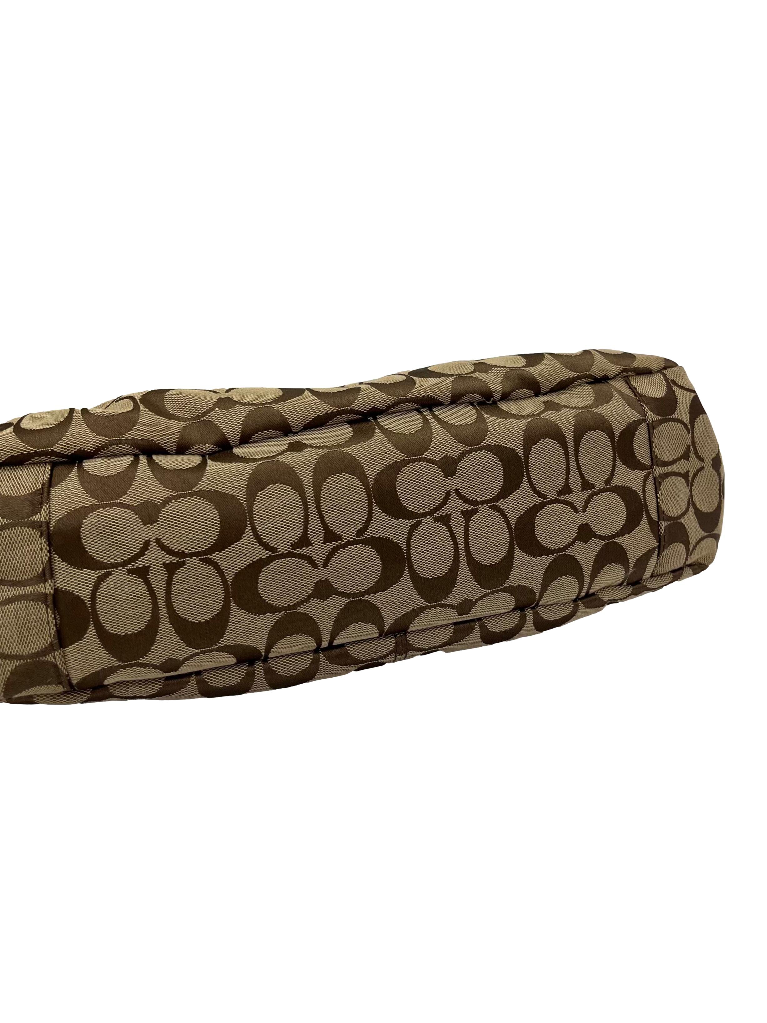 Brown Monogram Shoulder Bag With Cream Straps