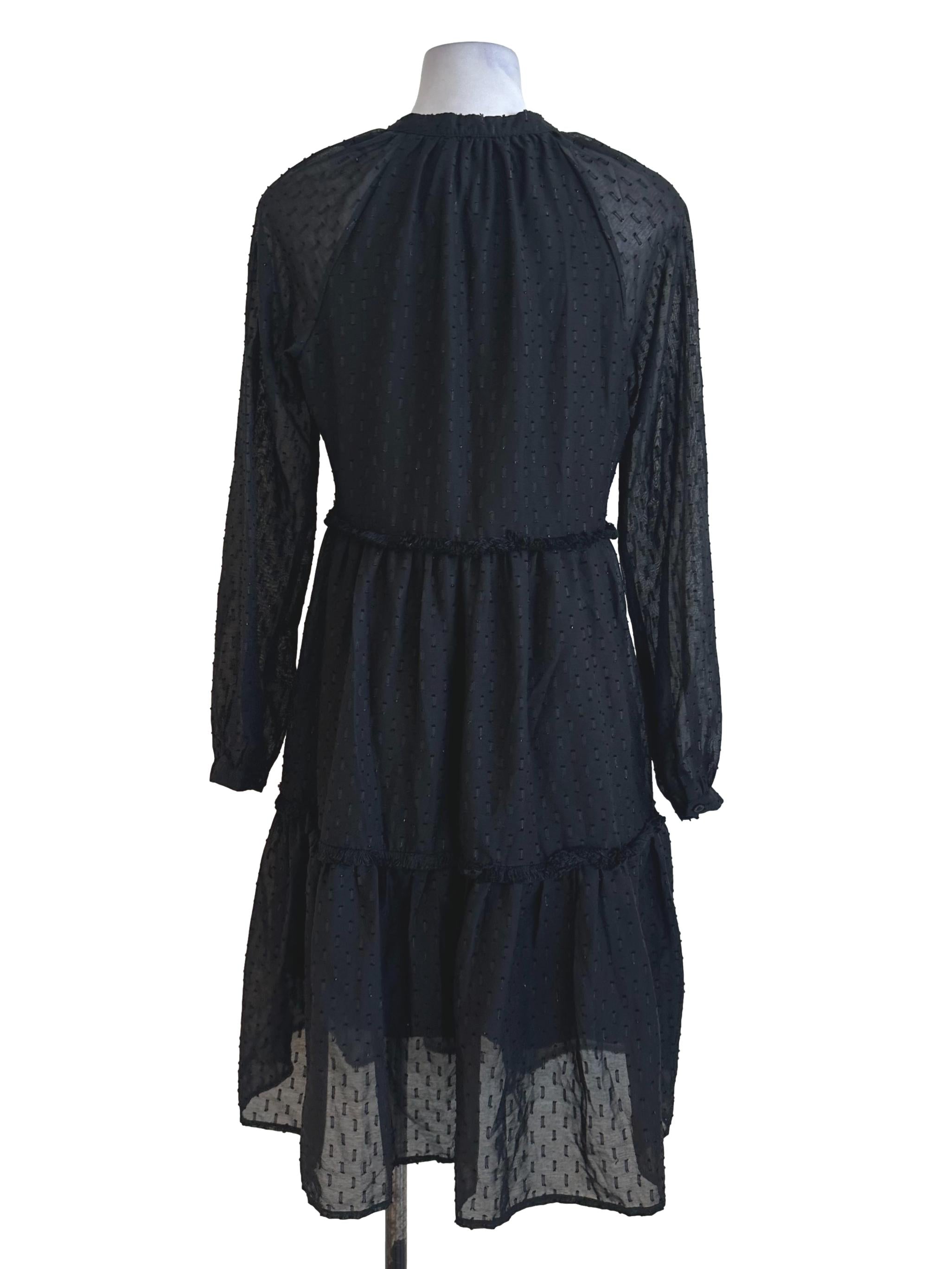Black Textured Tiered Dress