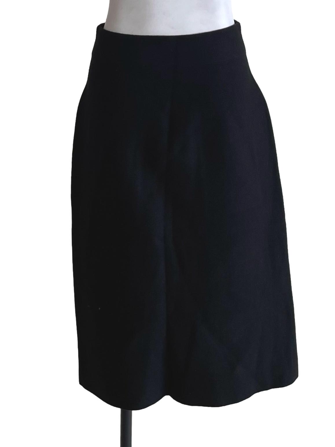 Black Buttons Knit Bias Skirt