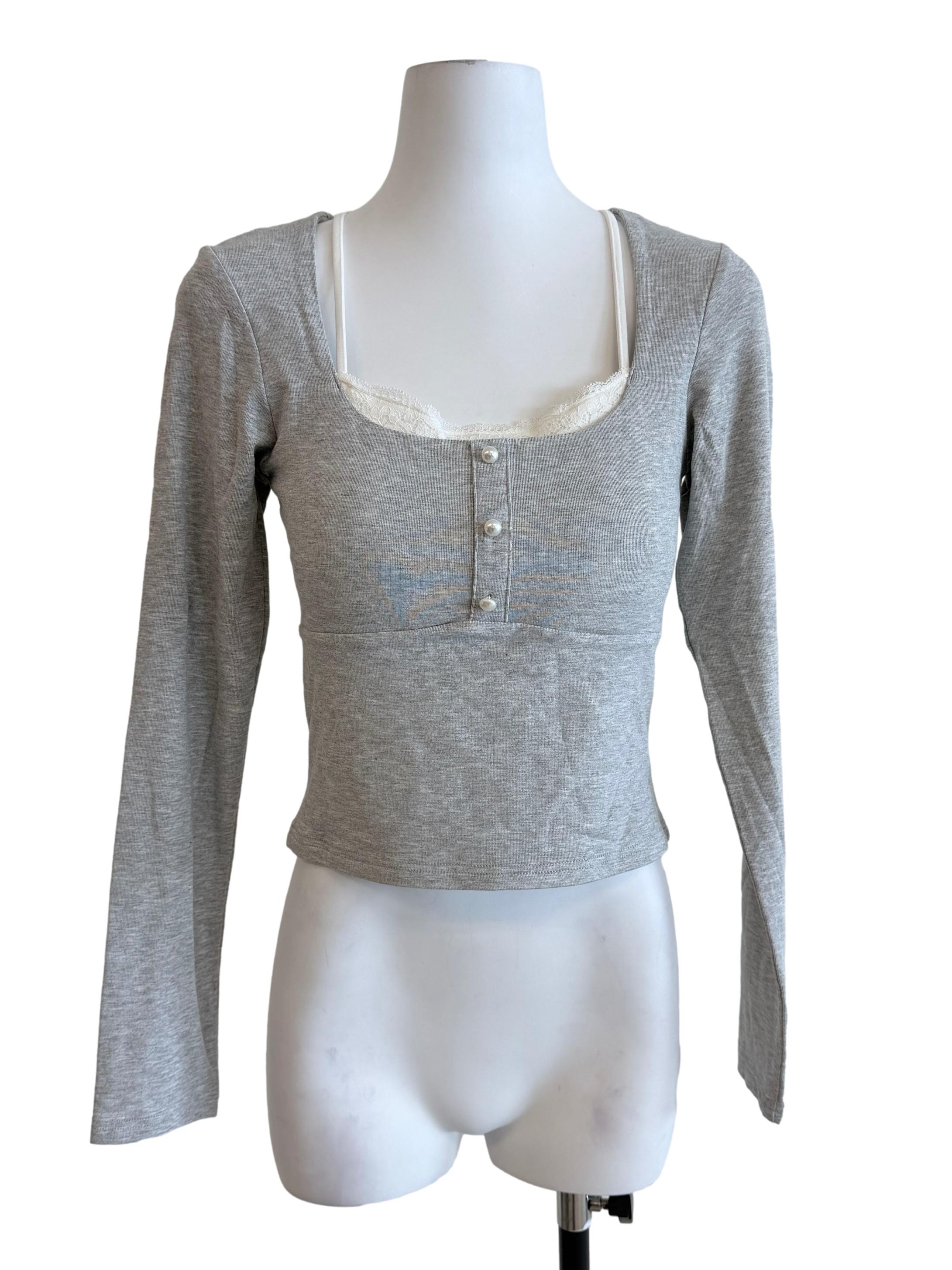 Coin Grey Square Neck Top