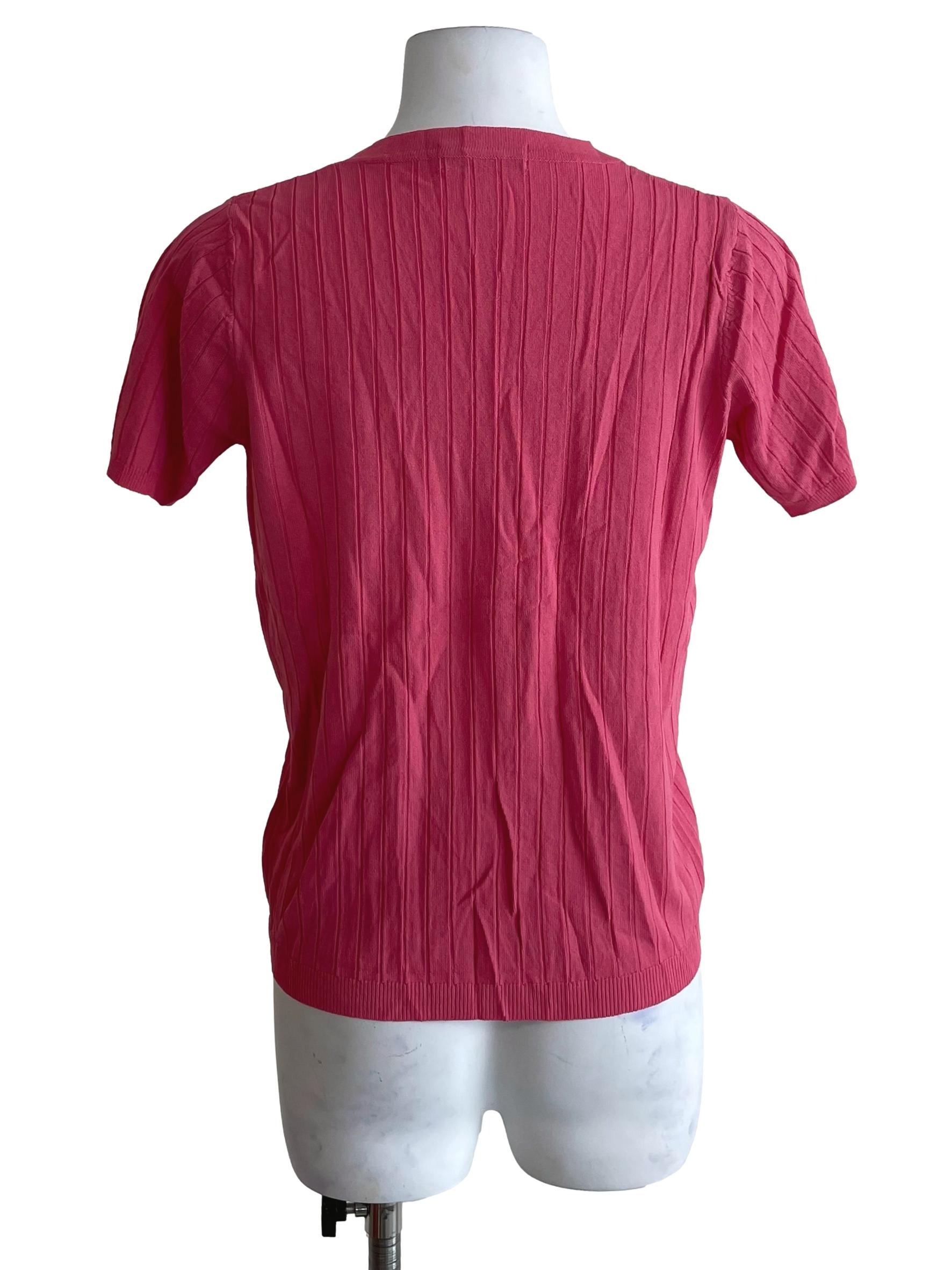 Dark Pink Ribbed Knit Top