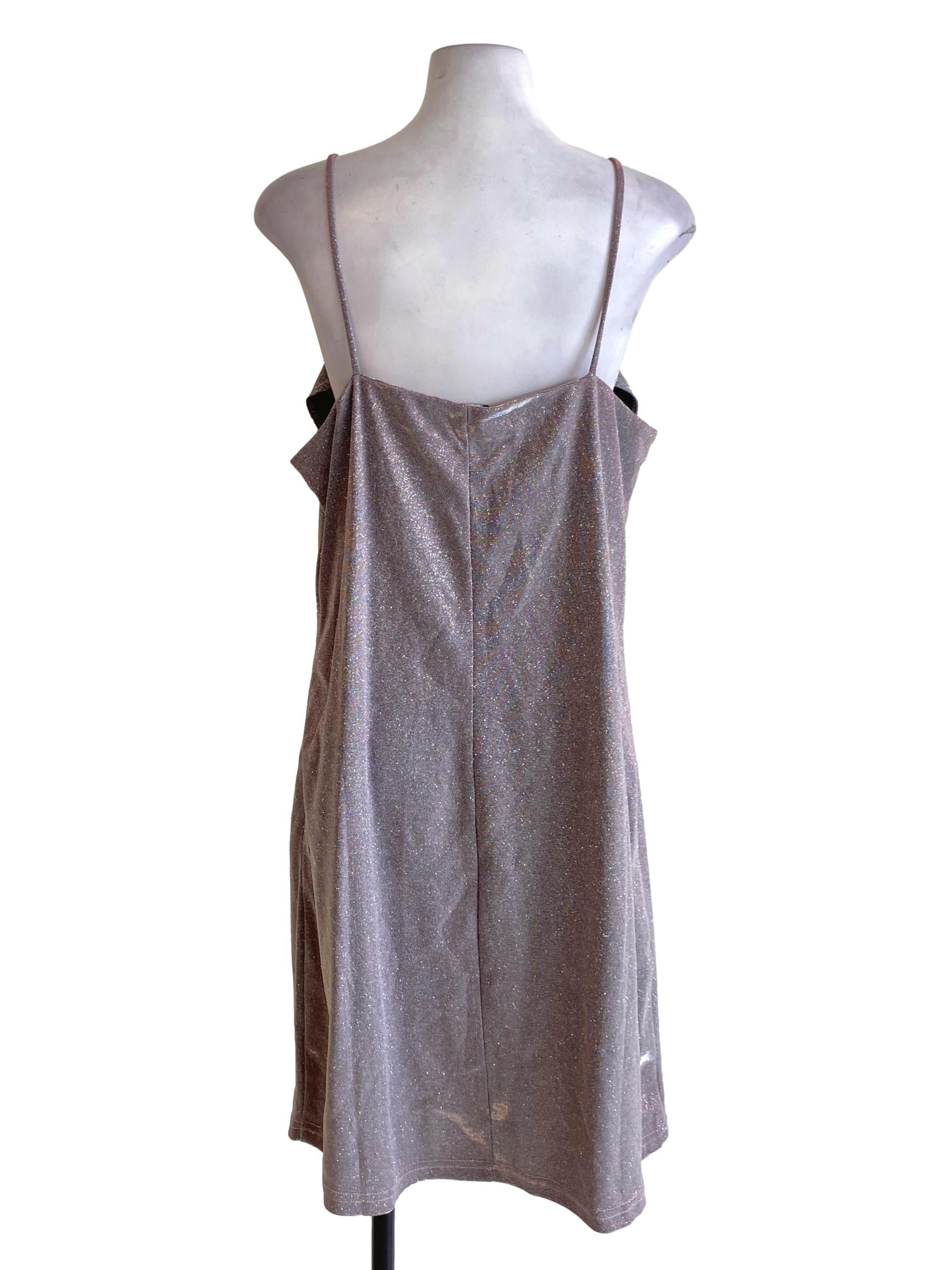 Dusty Purple Glittery Spaghetti Strap Slip Dress