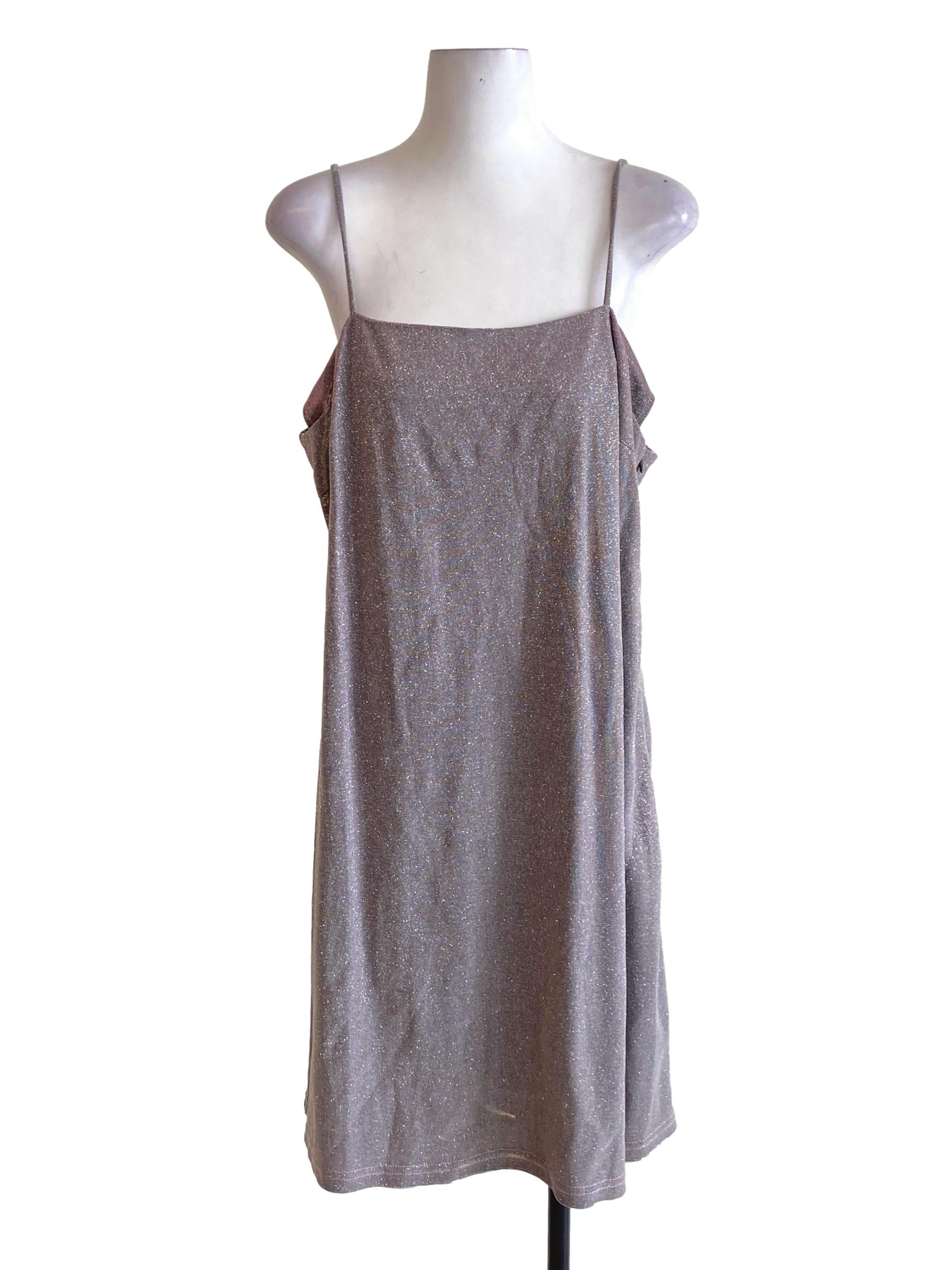 Dusty Purple Glittery Spaghetti Strap Slip Dress