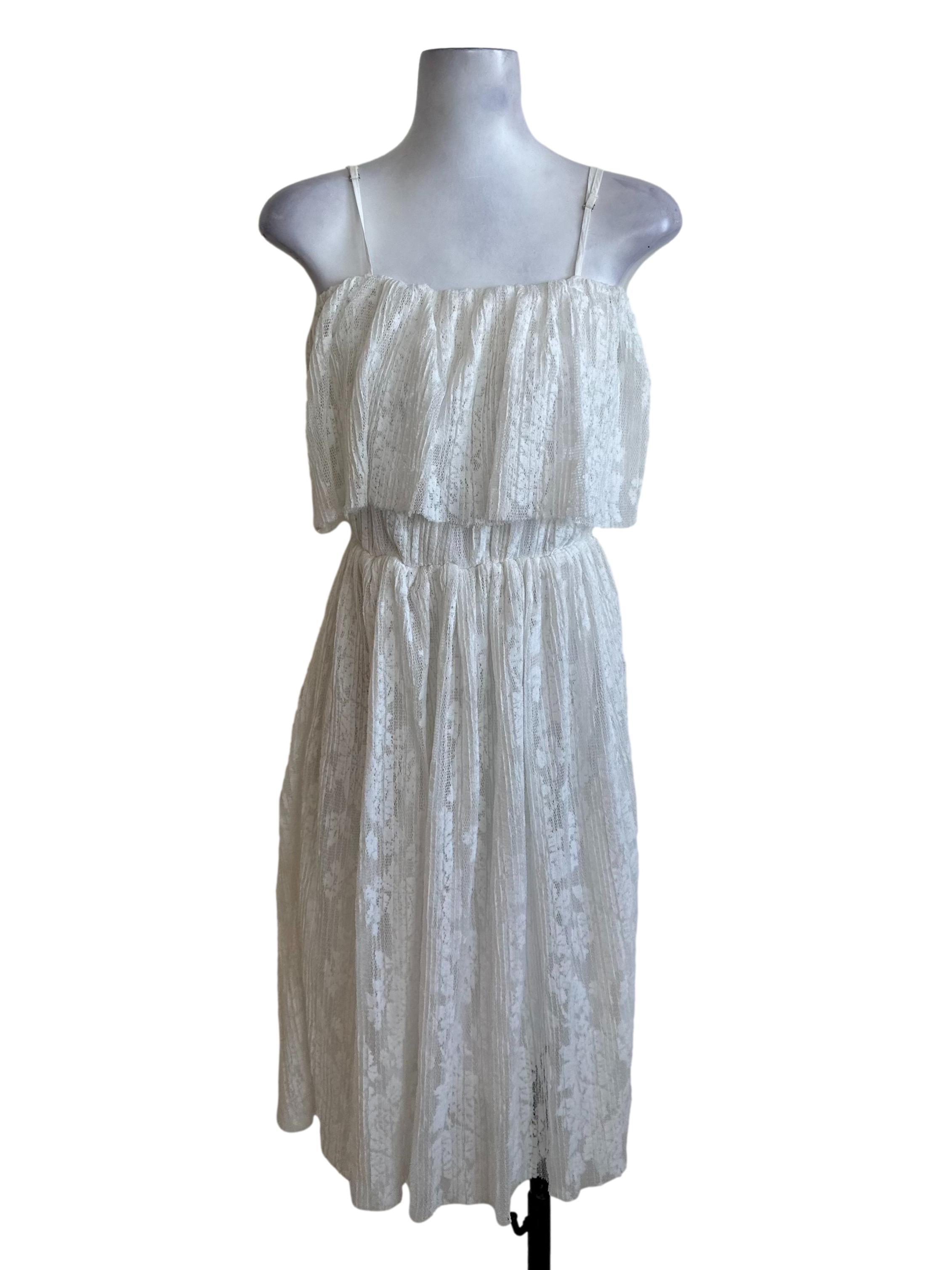 Pearl White Lace Square Neck Dress
