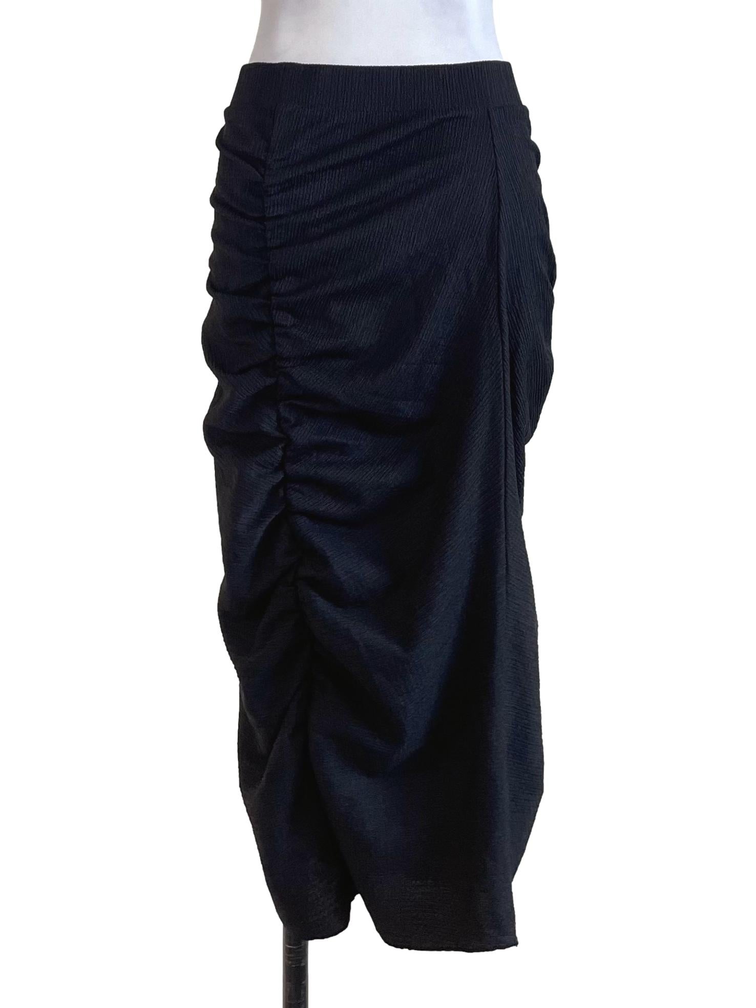 Black Draped Tube Skirt | REFASH