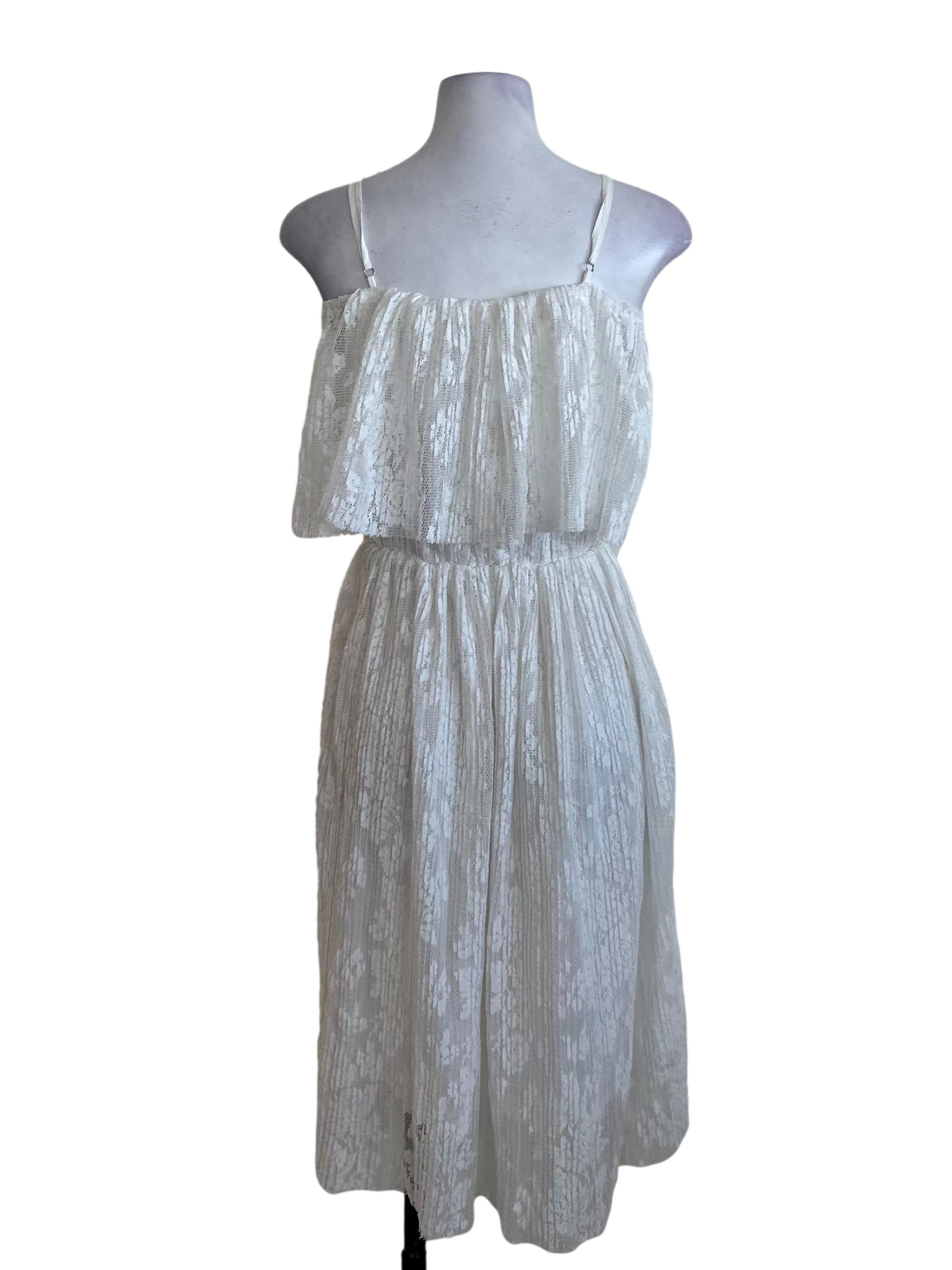 Pearl White Lace Square Neck Dress