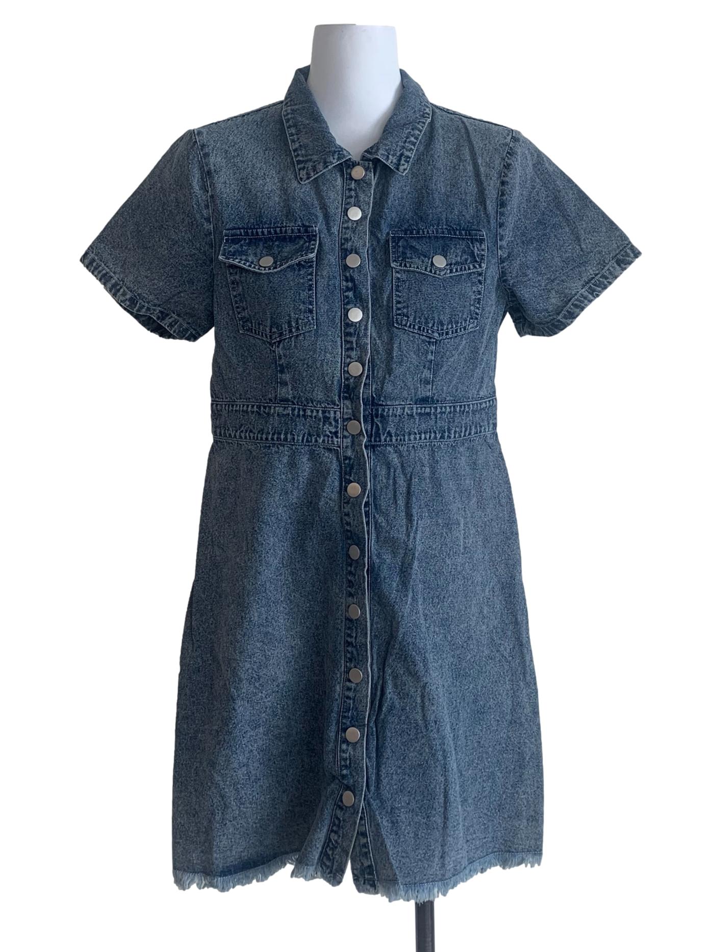 Washed Denim Blue Shirt Dress