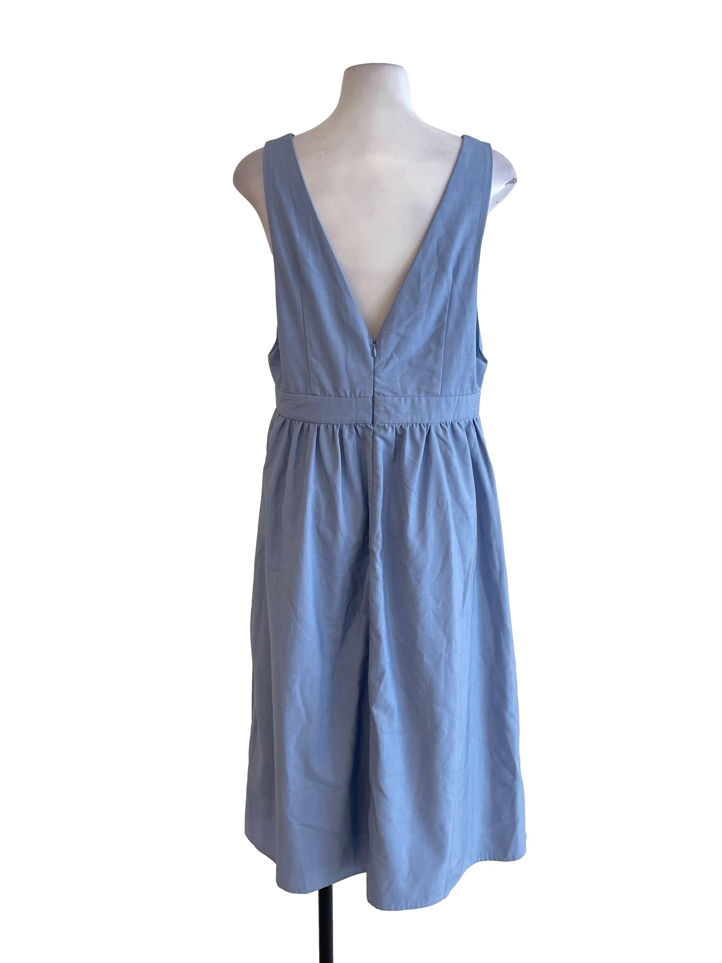 Light Blue V Neck Jumper Dress
