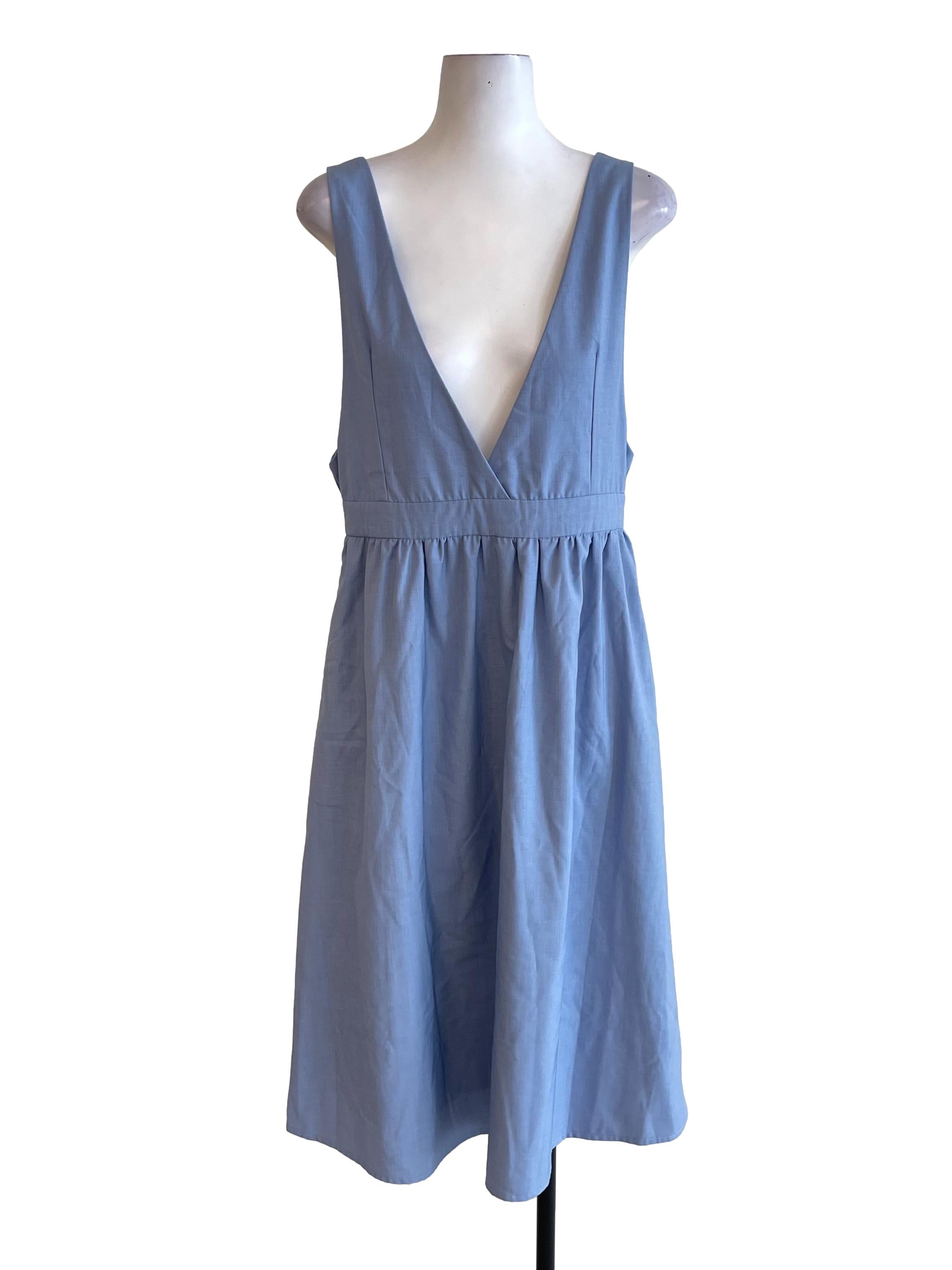 Light Blue V Neck Jumper Dress