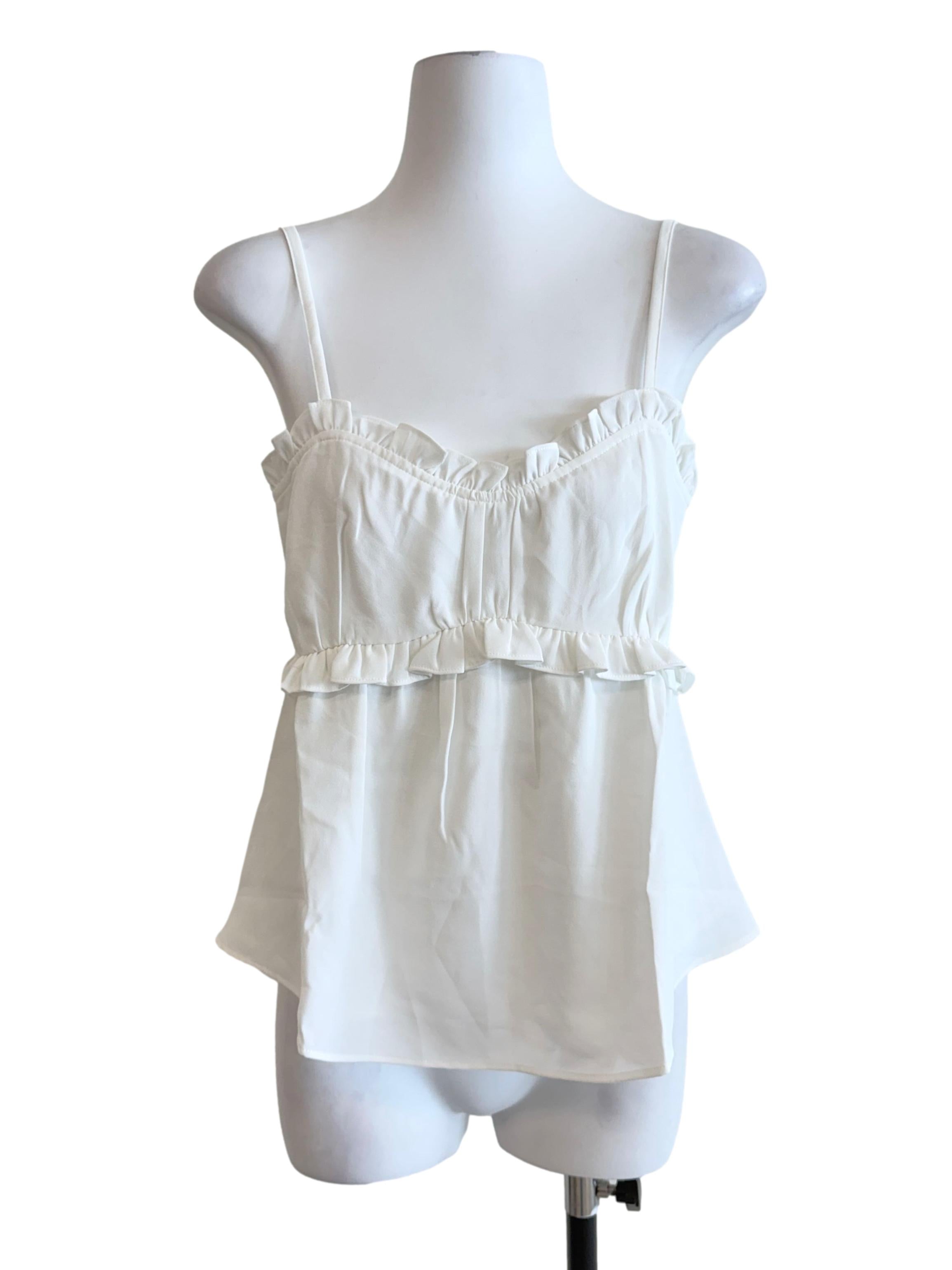 White Ruffle Sleeveless Top