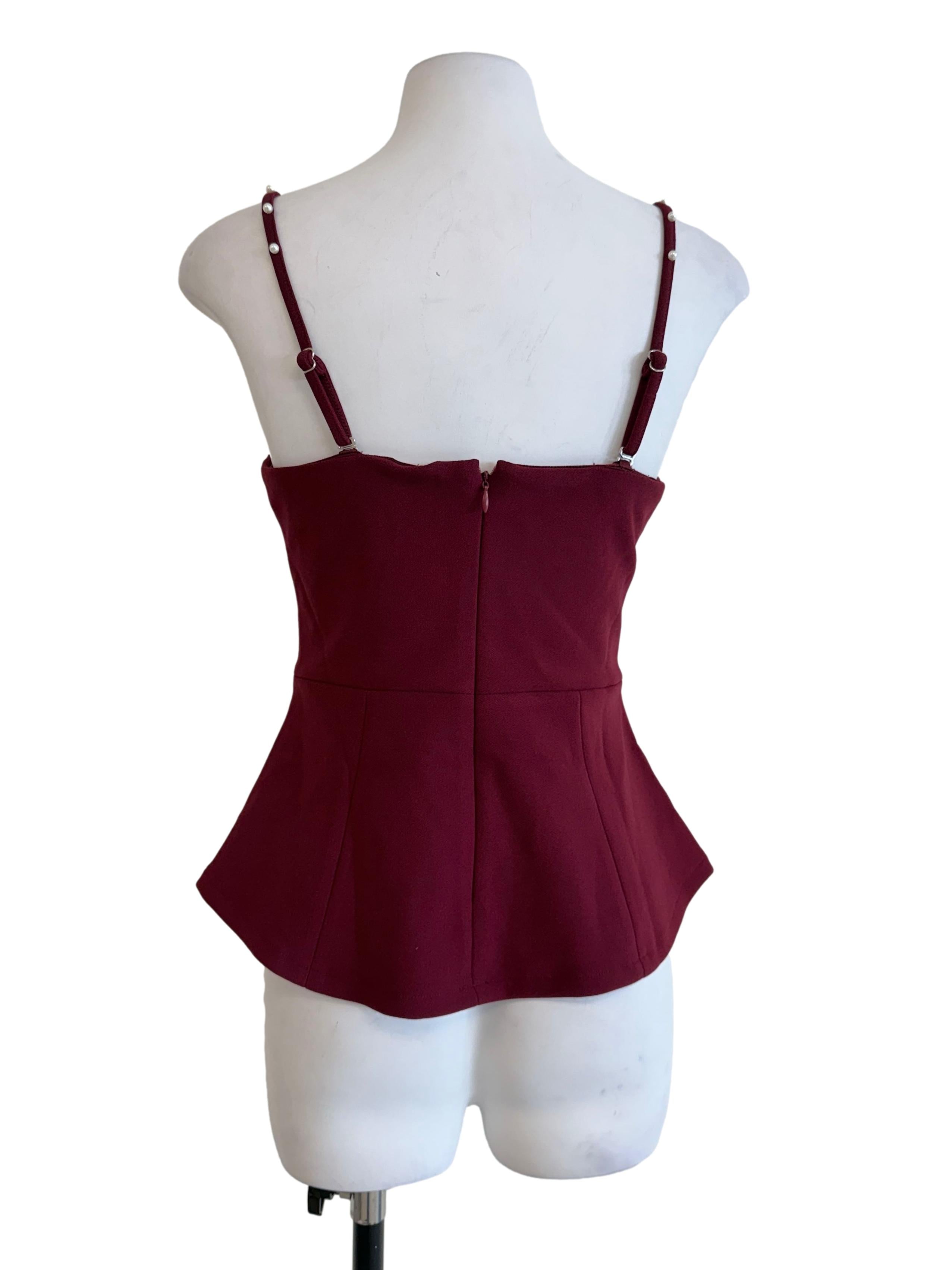Cherry Red Pearl Strap Top