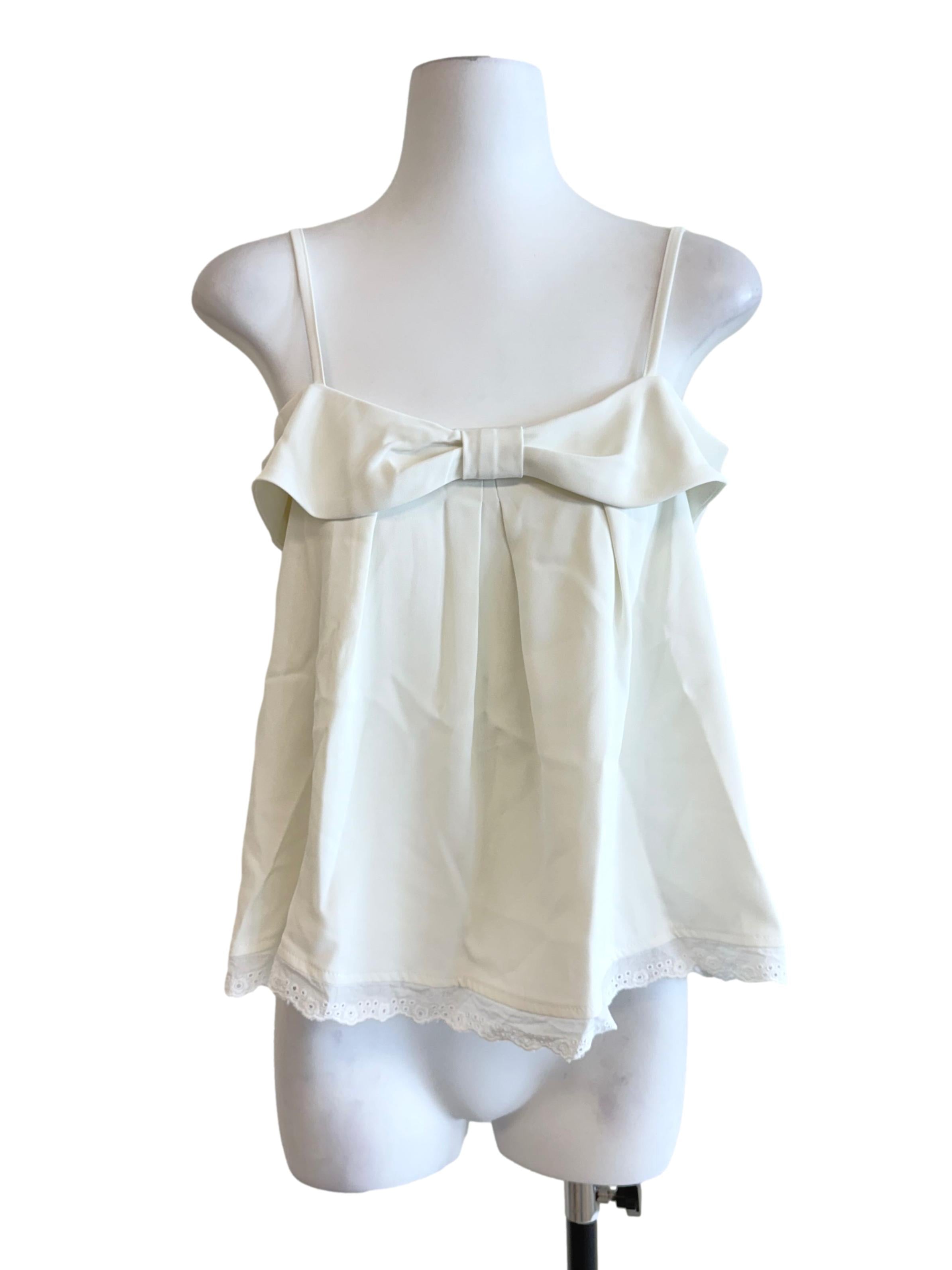 Pearl White Ribbon Sleeveless Top