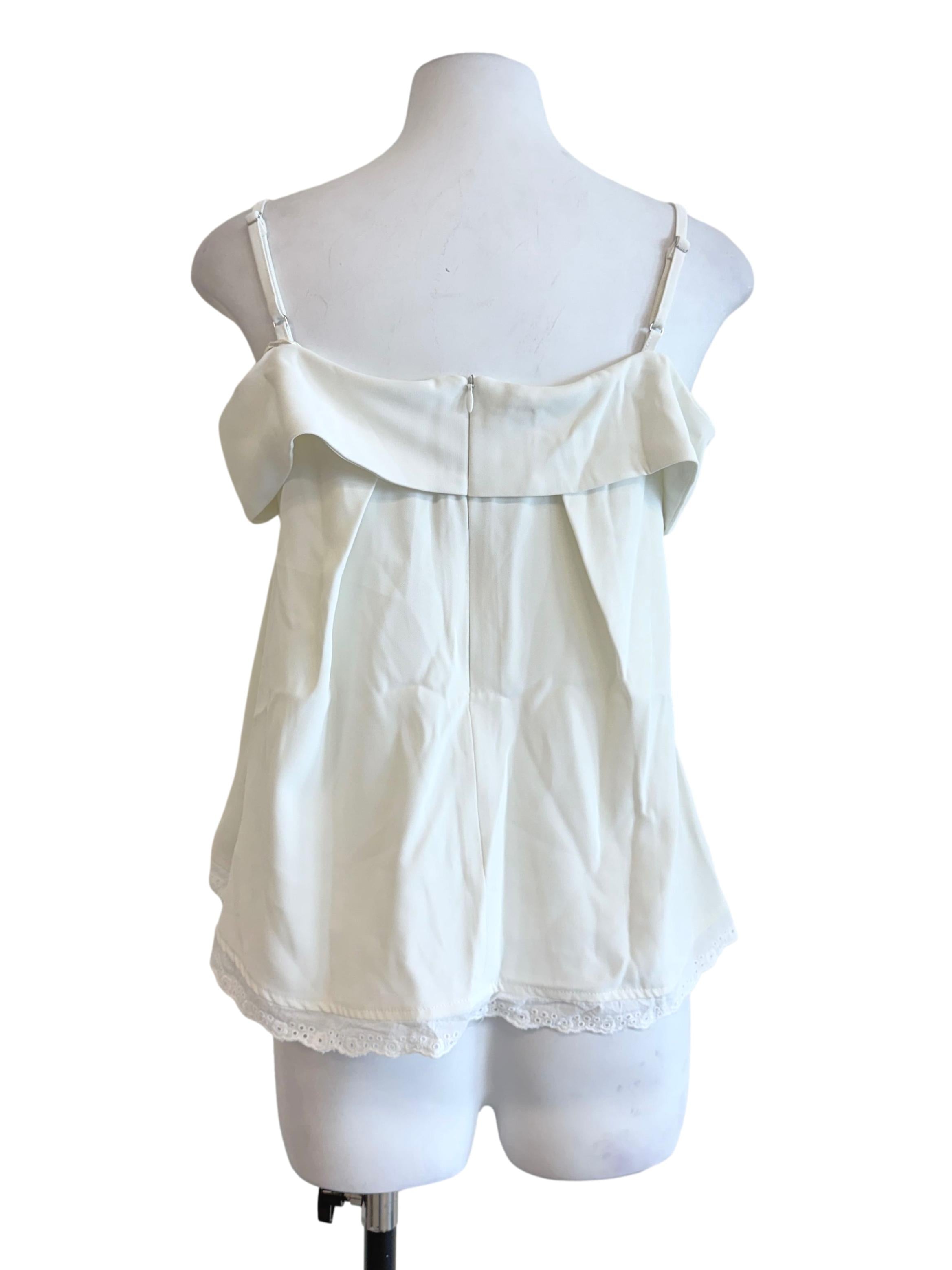 Pearl White Ribbon Sleeveless Top