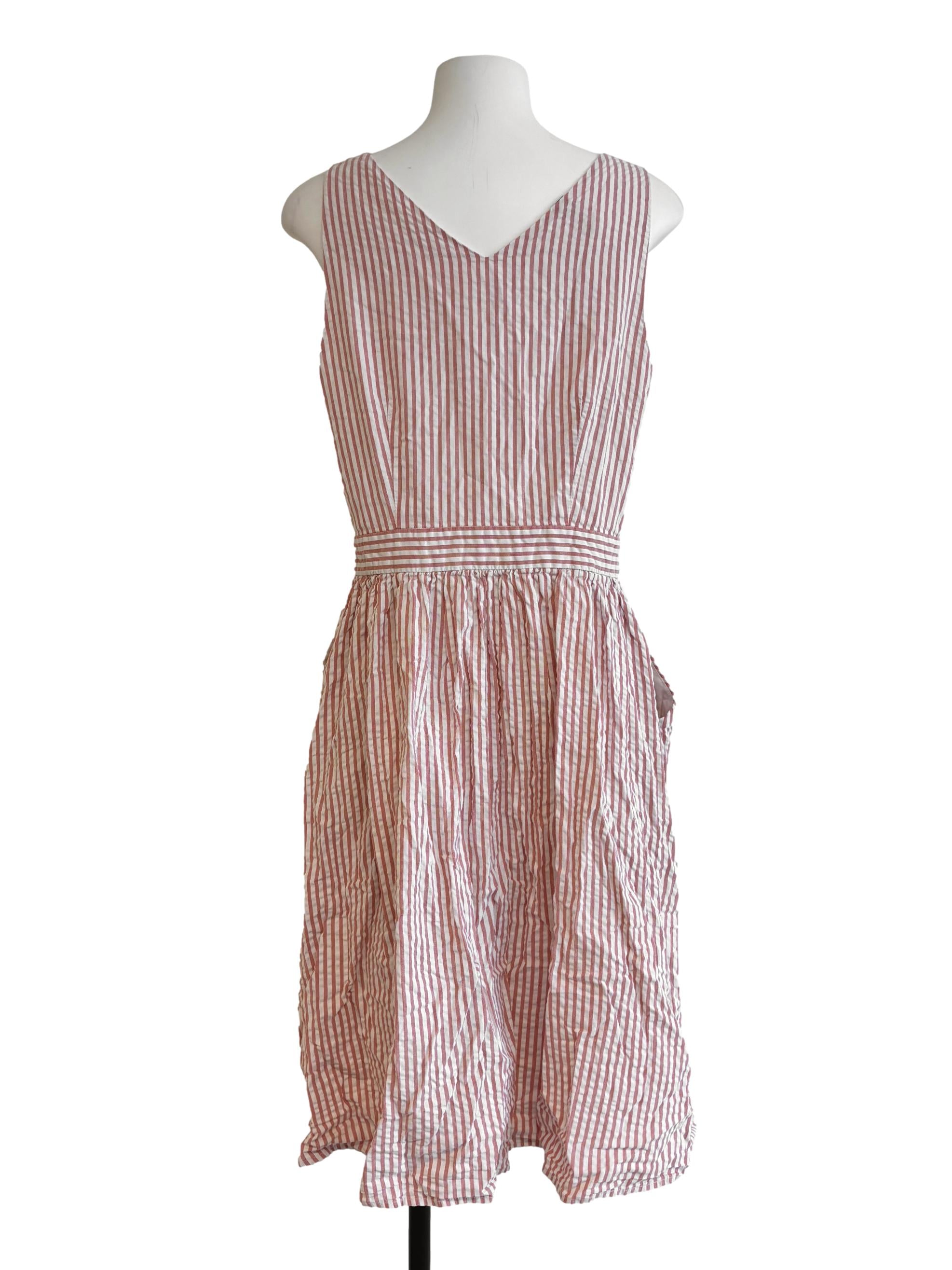 Flamingo Pink Stripe Wrap Dress