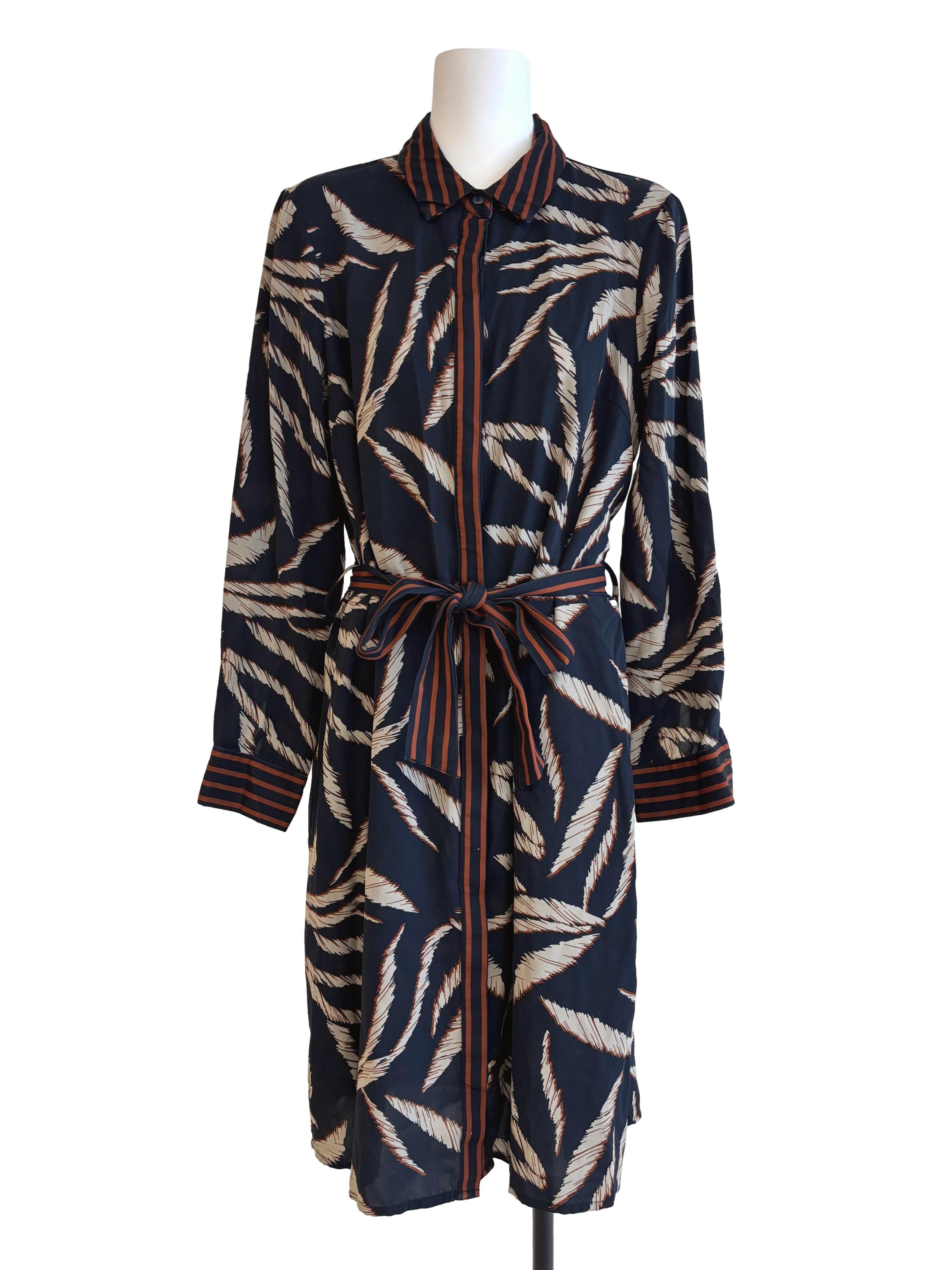 Midnight Blue Printed Shirt Dress