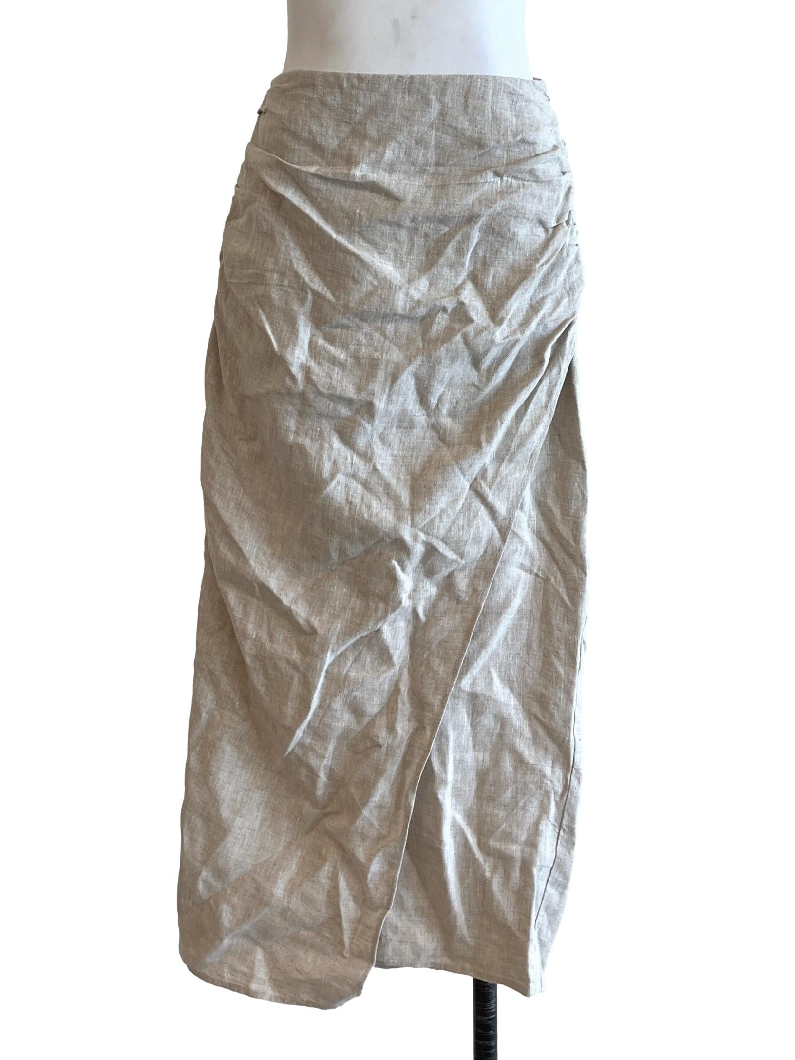 Textured Linen Wrap Skirt OSN