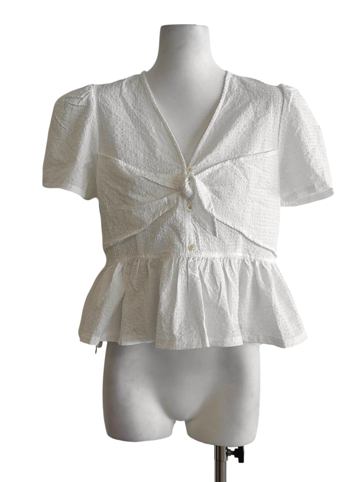 Daisy White Textured Blouse