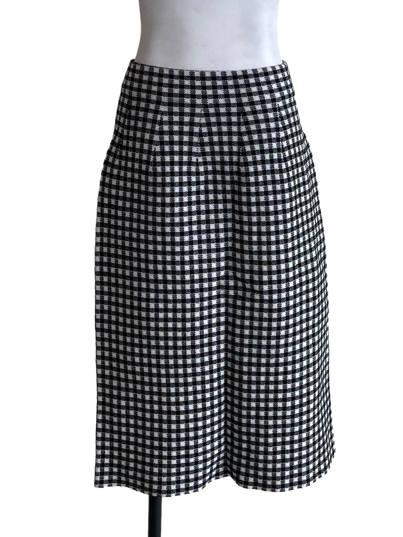 Black & White Gingham Knit Bias Skirt