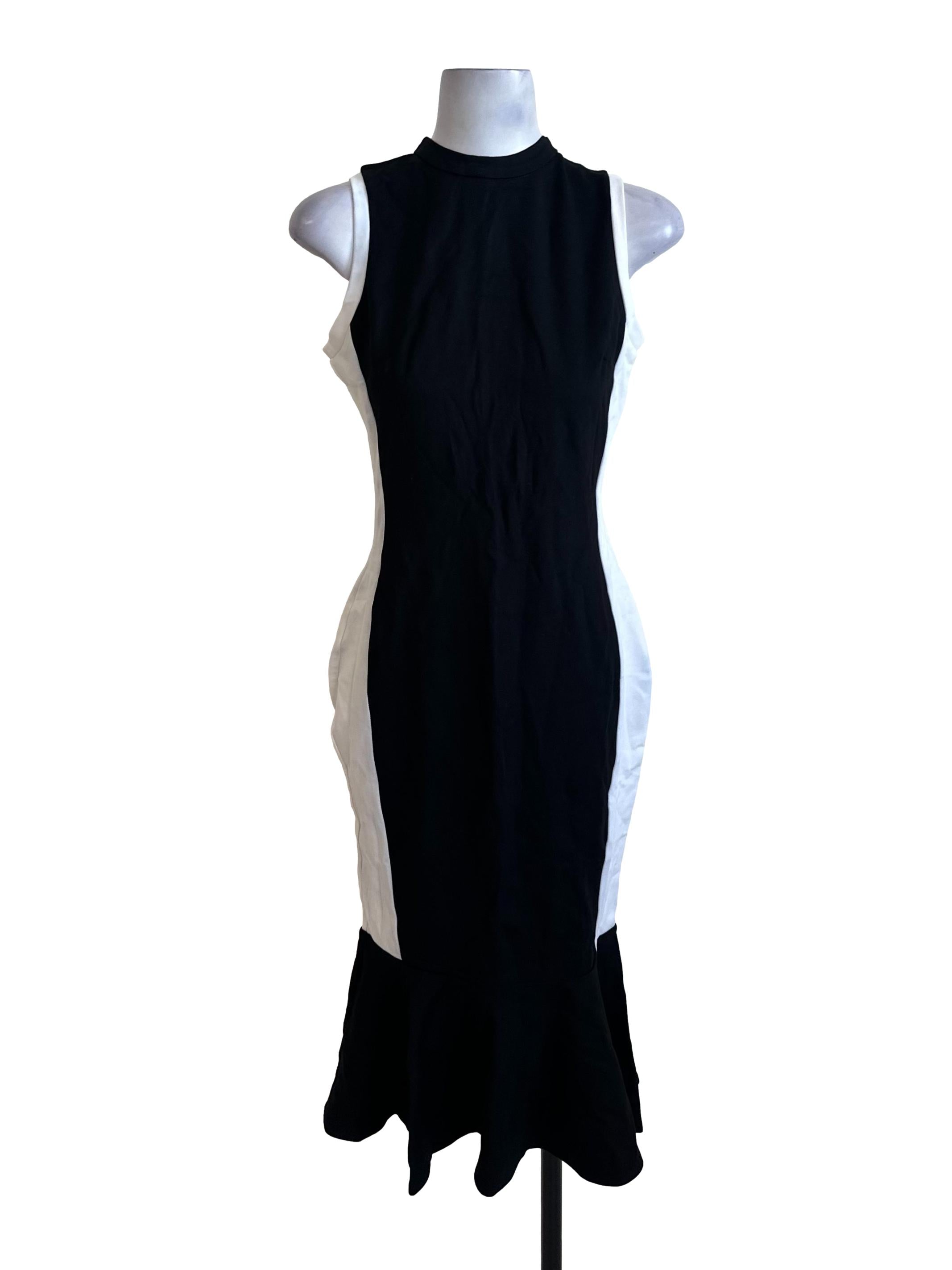 Black White Ruffle Bodycon Dress