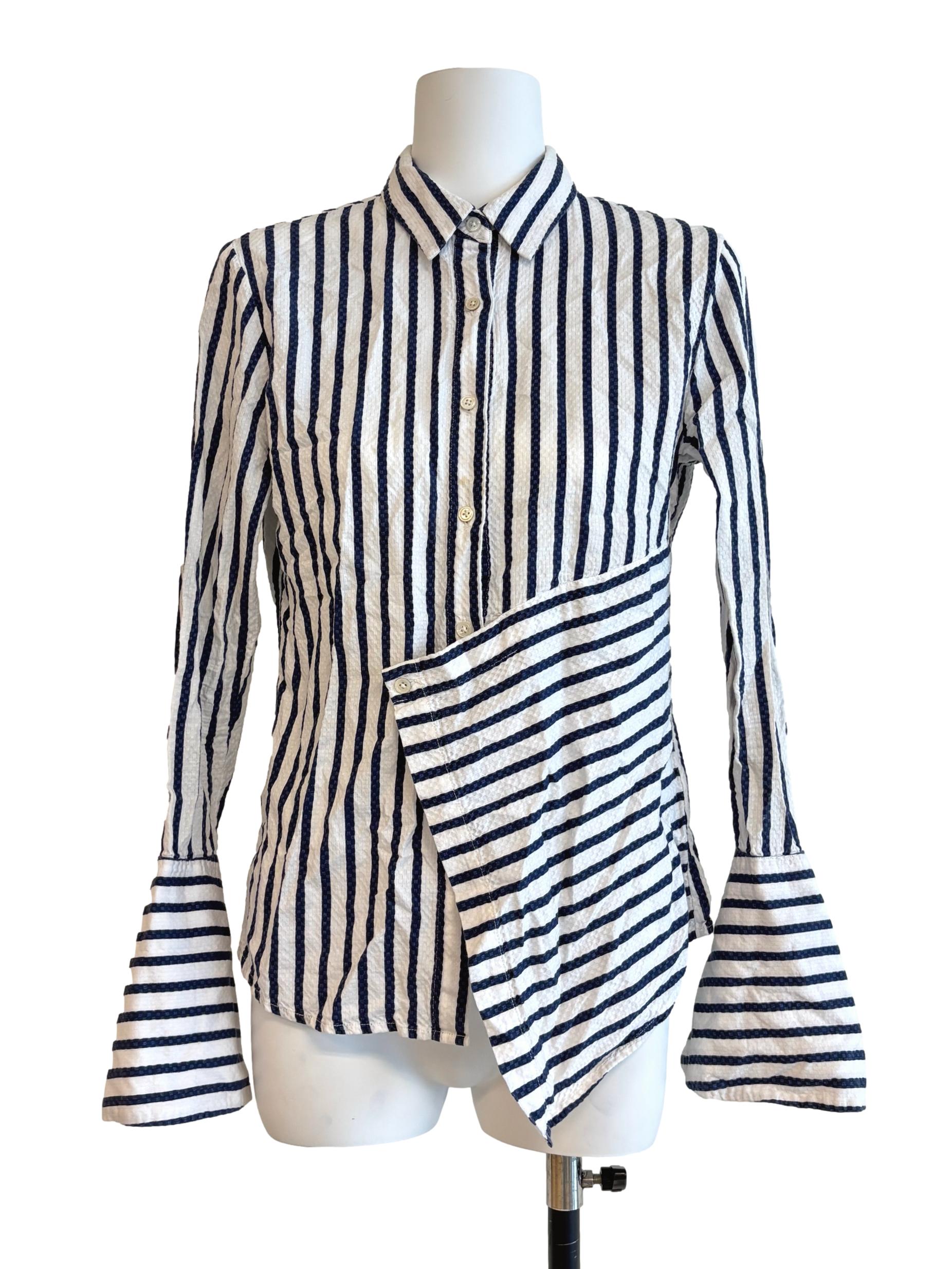Spruce Blue Striped Bell Sleeve Top
