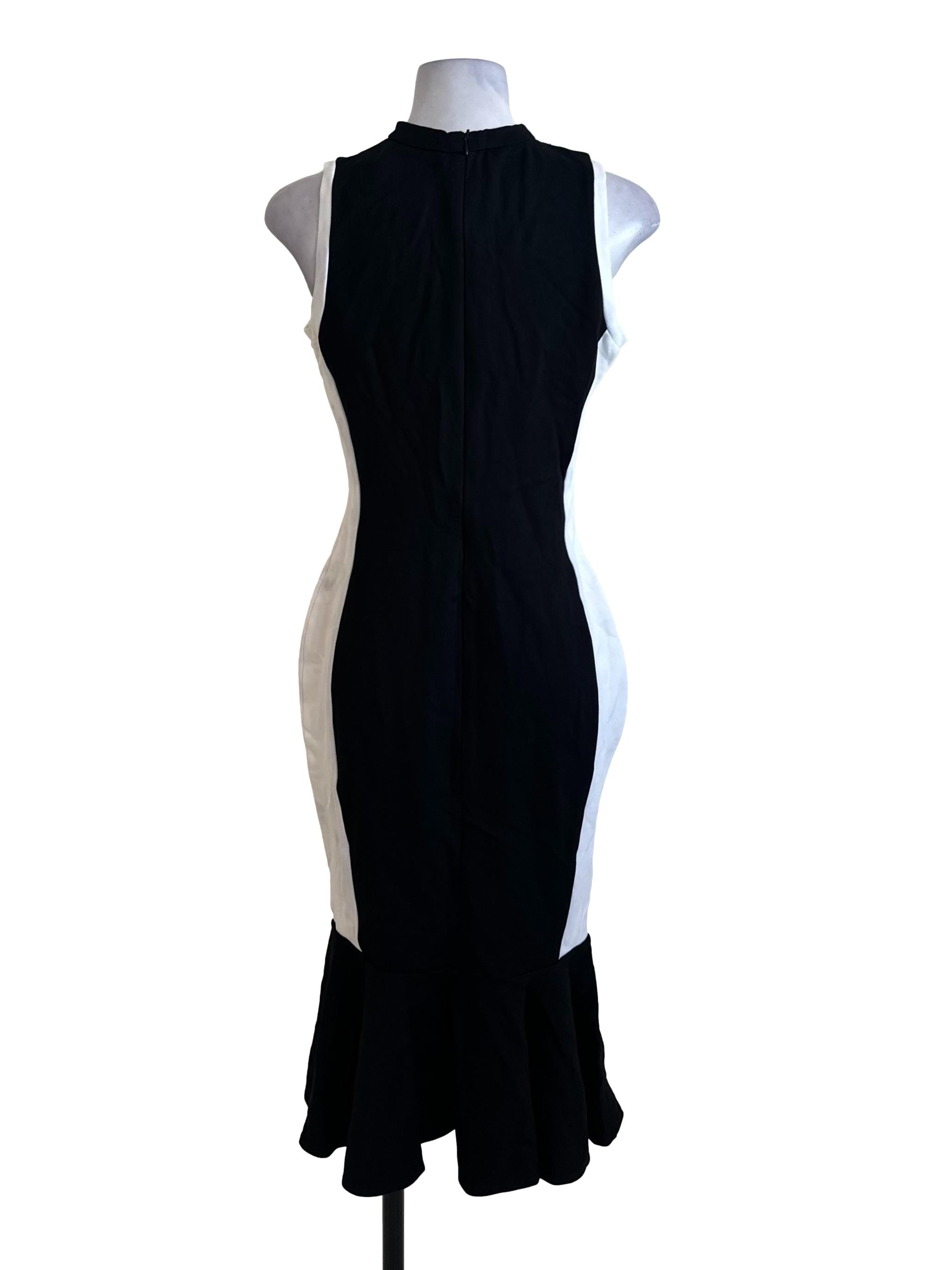 Black White Ruffle Bodycon Dress