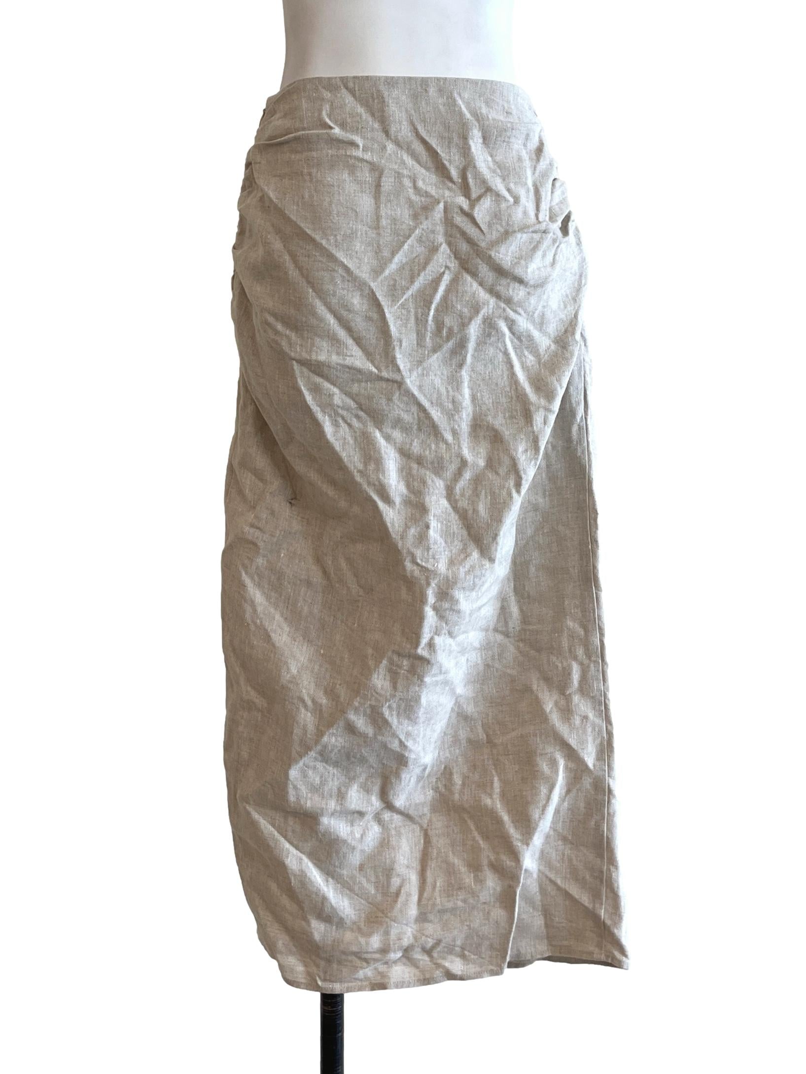 Textured Linen Wrap Skirt OSN
