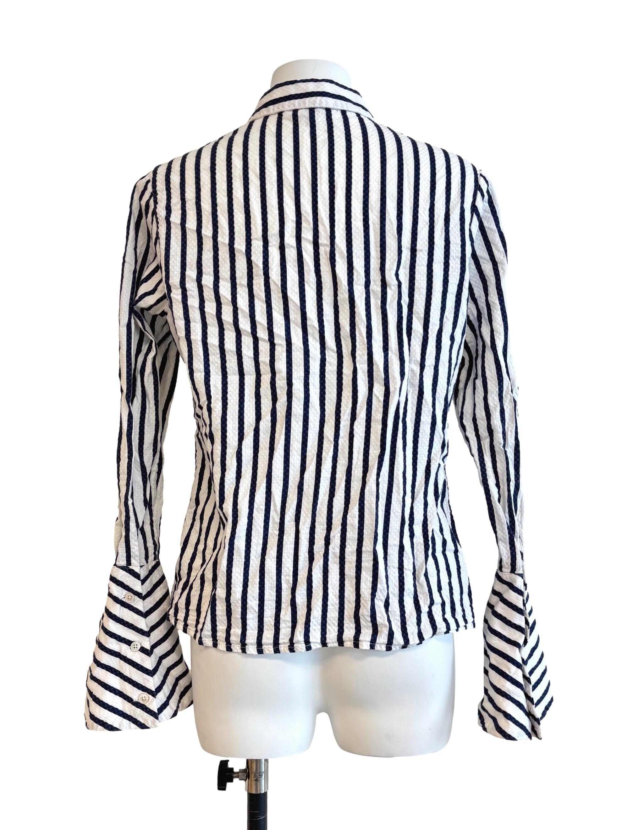 Spruce Blue Striped Bell Sleeve Top
