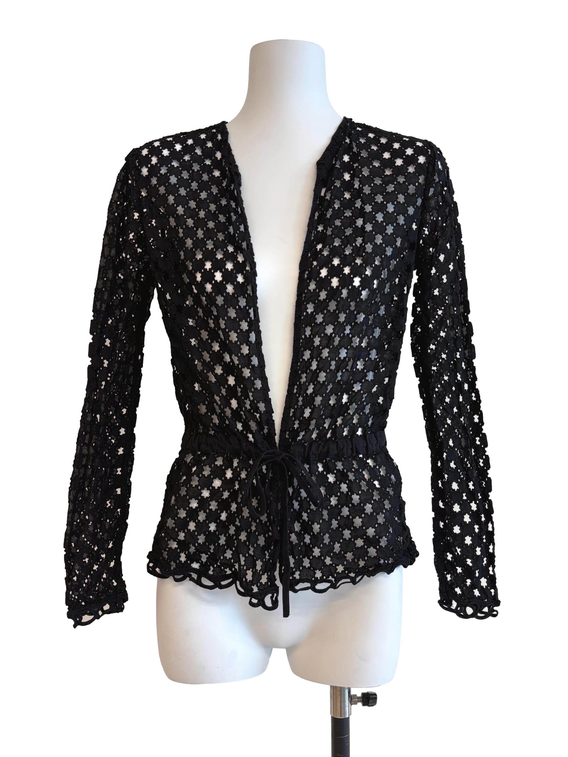Jade Black Sheer Eyelet Outerwear