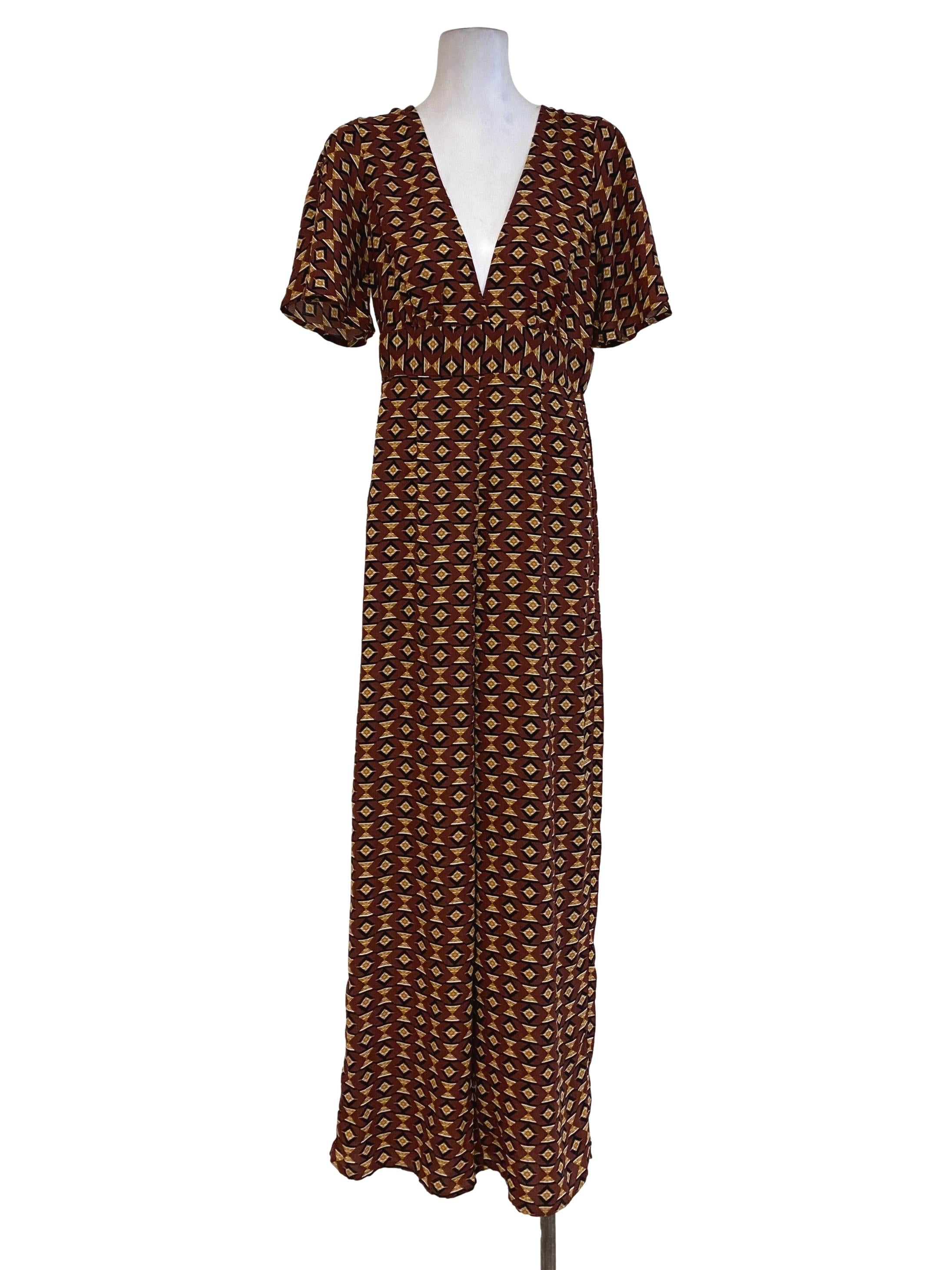 Forever 21 Brown Patterned Jumpsuits | REFASH