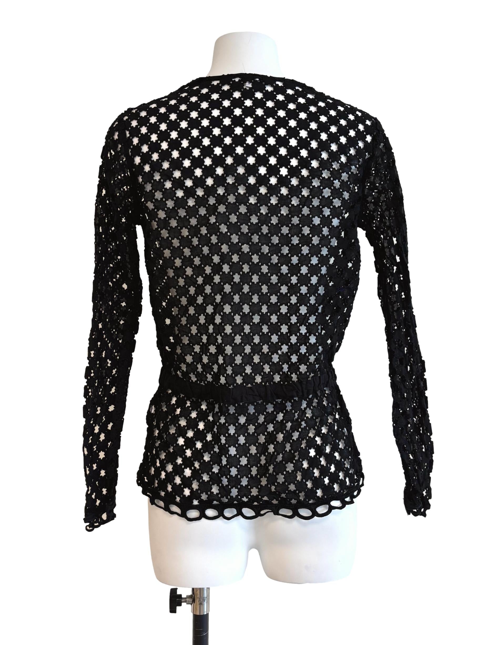 Jade Black Sheer Eyelet Outerwear