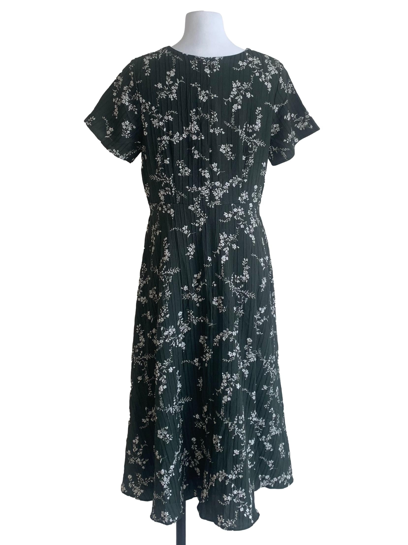 Moss Green Floral Pattern Dress