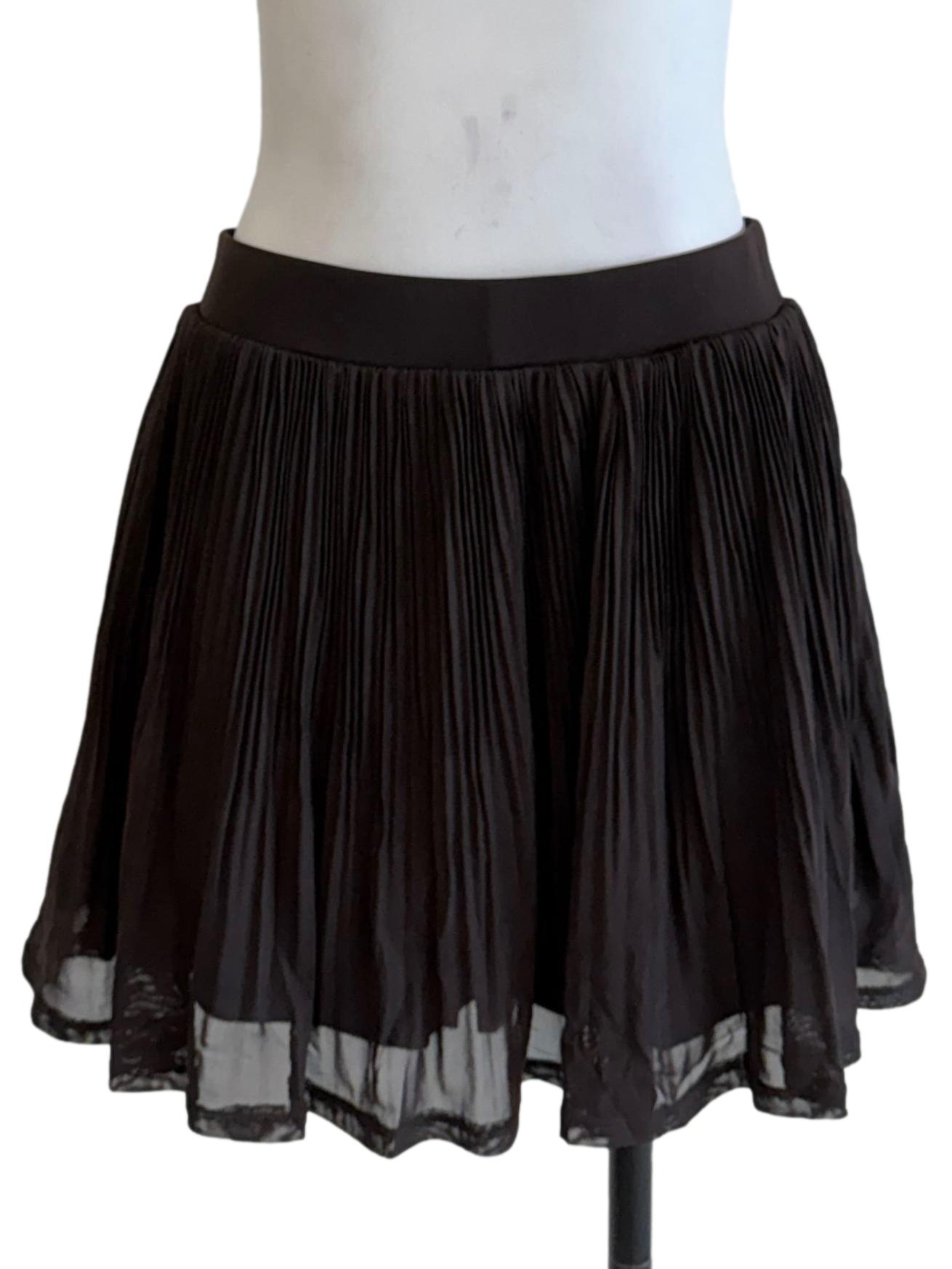Chocolate Brown Waist Pleat Skirt